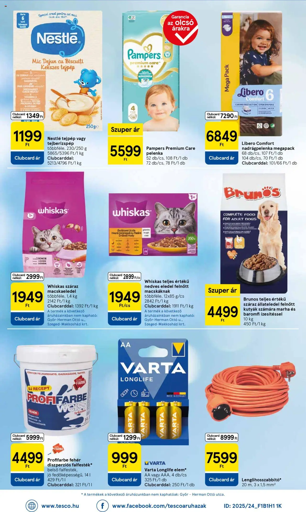 Tesco akciós ujság - amely érvényes a következő dátumtól: 07.08.2025 | Oldal: 8 | Termékek: Pampers, Macskaeledel, Whiskas, Pelenka