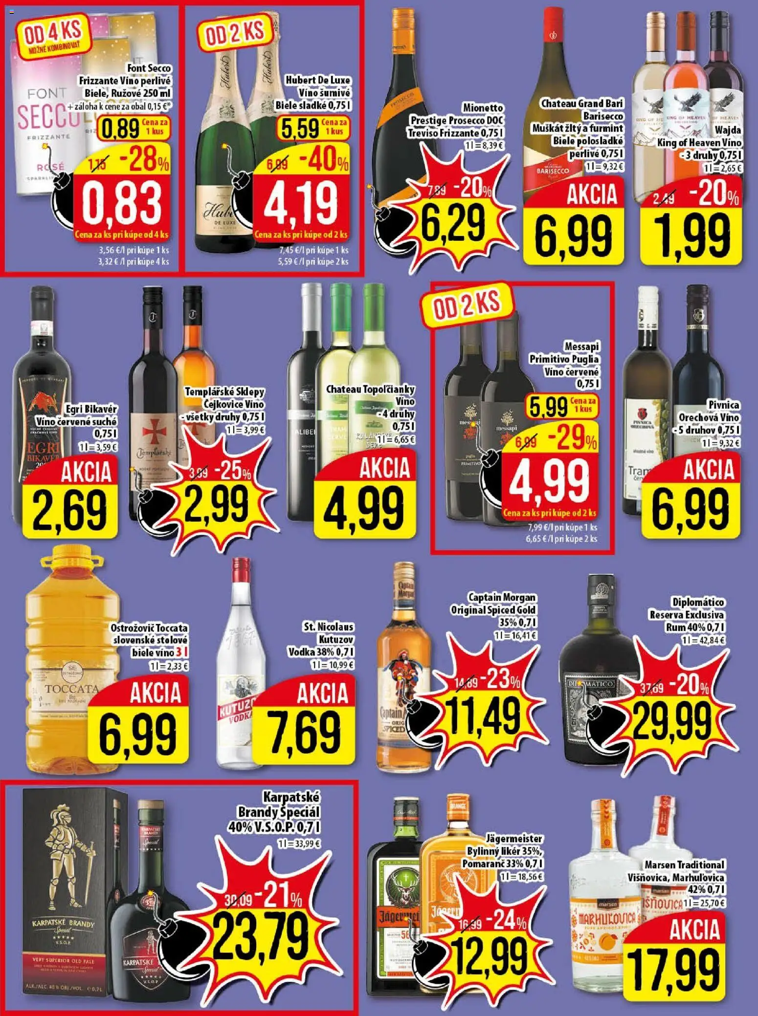Nové Klas akcie – leták je platný od 02.03.2026 | Strana: 19 | Produkty: Jägermeister, Biele víno, Brandy, Vodka