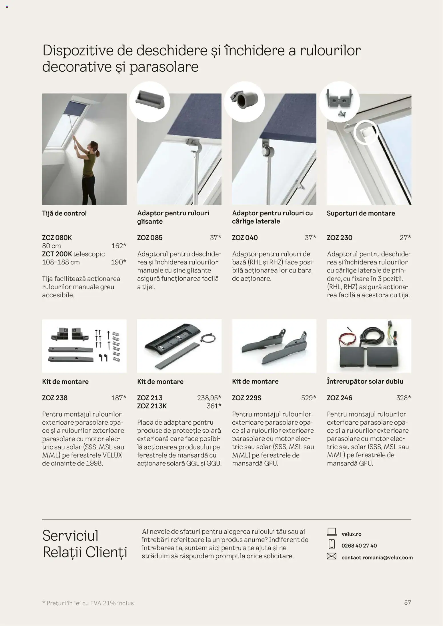 Noul catalog Velux – valabil de la 03.02.2026 | Pagină: 57 | Produse: Adaptor, Protecție solară