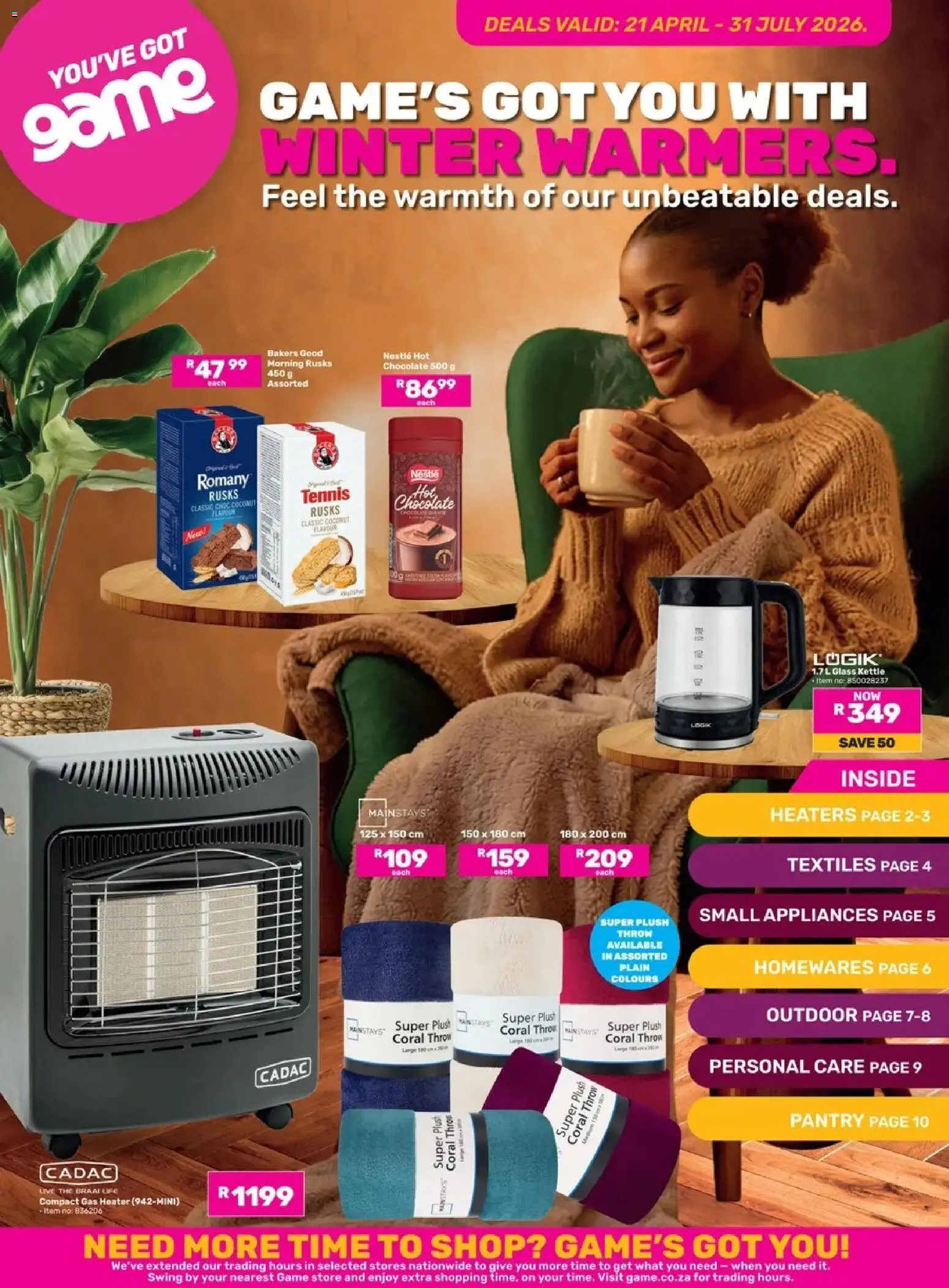 Game - Winter Warmers valid from 21.04.2026 | Page: 1 | Products: Chocolate, Game, Odstranjivač mrlja, Kettle