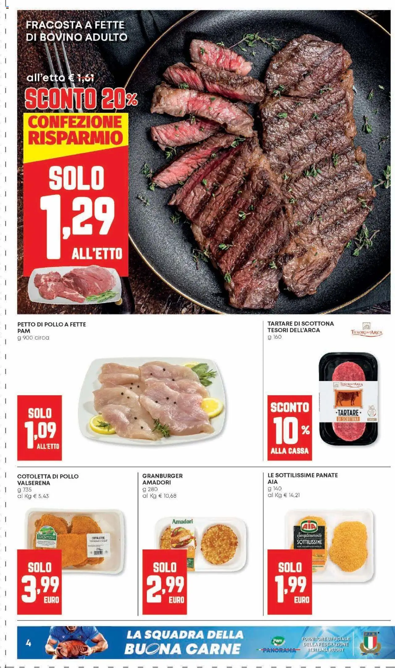 Volantino Panorama del 07.08.2025 | Pagina: 4 | Prodotti: Bovino, Petto di Pollo, Pollo