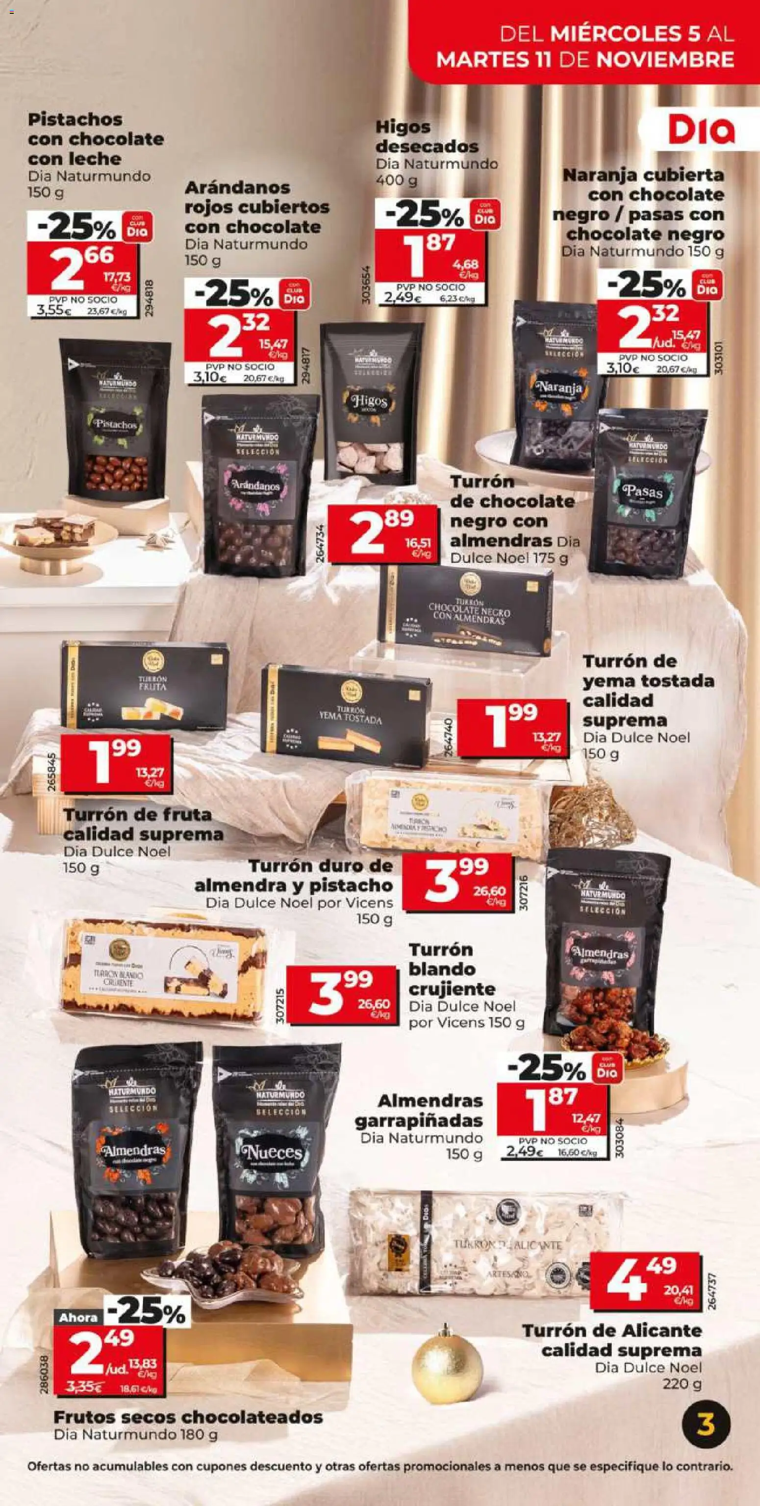 DIA folleto Market │ válido desde el 05.11.2025 | Página: 3 | Productos: Chocolate, Frutos secos, Chocolate con leche, Μερέντα