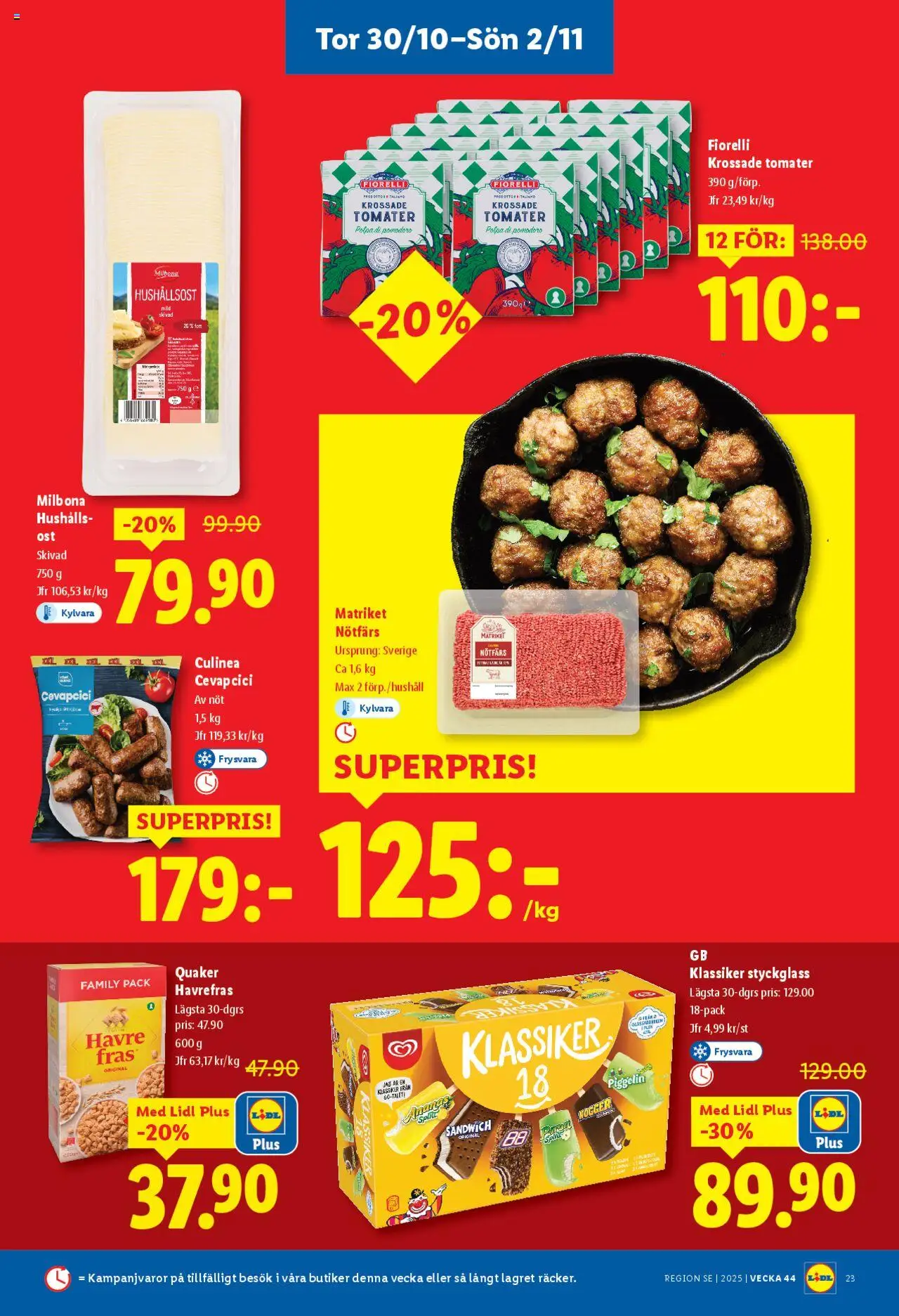 Lidl reklamblad aktuell från 27.10.2025 | Sida: 26 | Produkter: Krossade tomater, Nötfärs, Hushållsost, Ananas