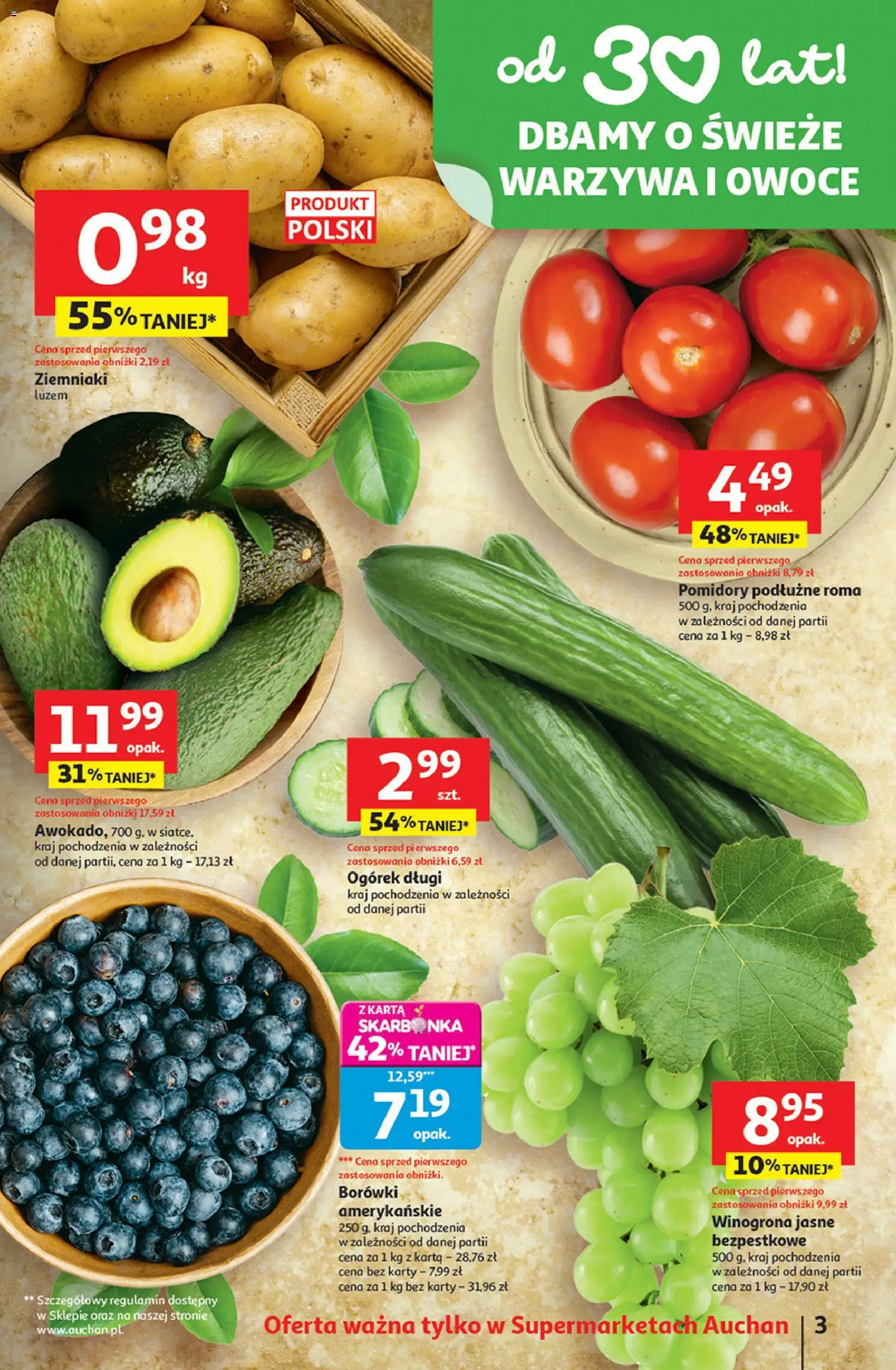 Auchan Gazetka od 05.02.2026 | Strona: 3 | Produkty: Karta, Ziemniaki, Warzywa, Owoce