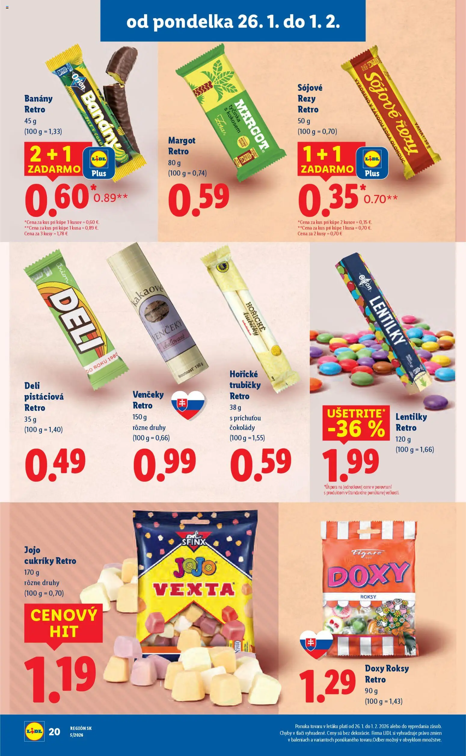 Nové Lidl akcie – leták je platný od 29.01.2026 | Strana: 56 | Produkty: Banány, Cukríky