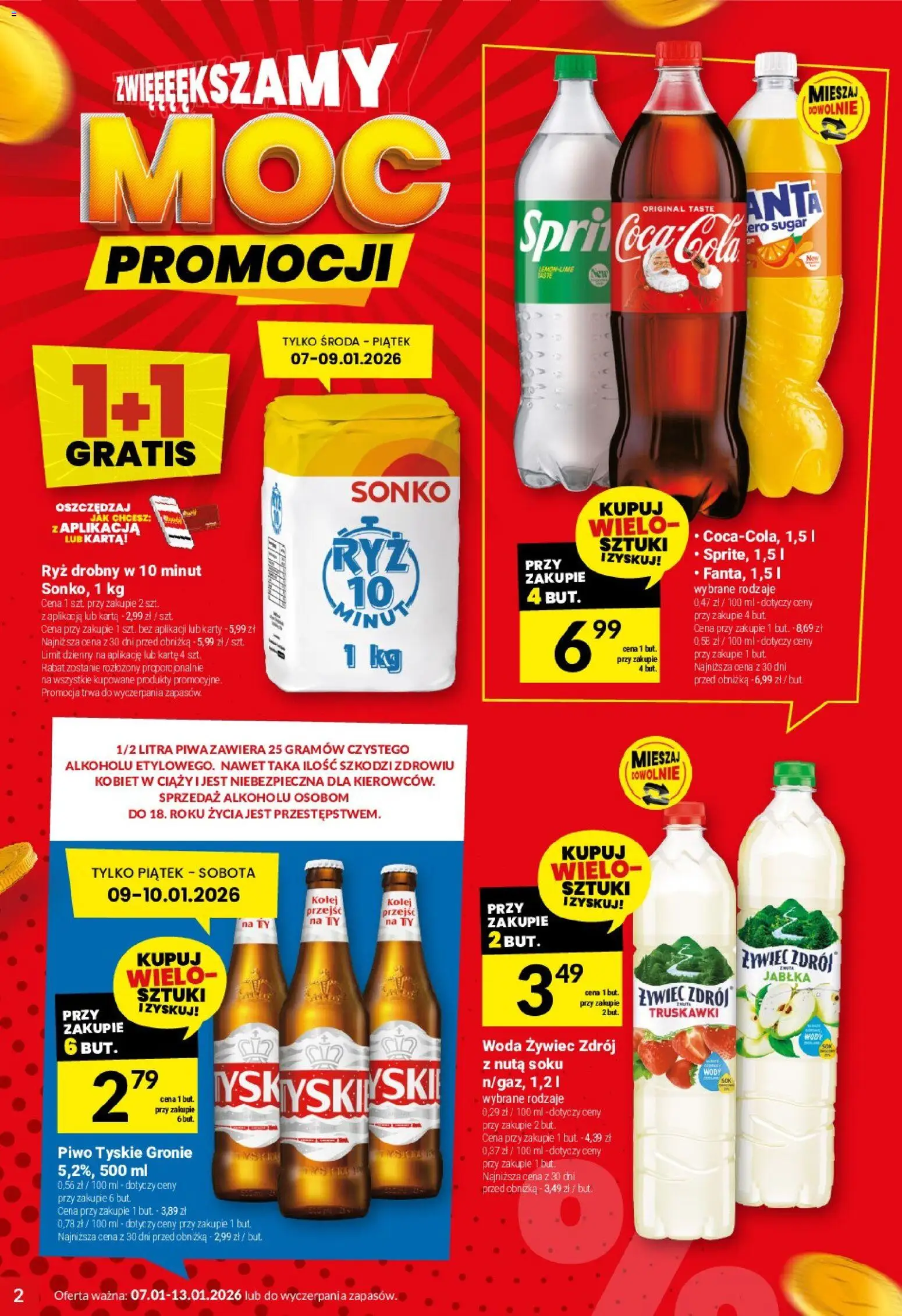 Twój Market Gazetka od 07.01.2026 | Strona: 2 | Produkty: Woda żywiec, Tyskie, Ryż, Woda