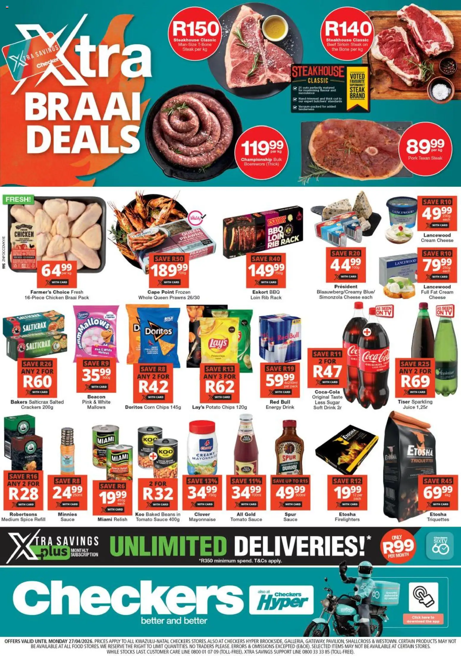New Checkers catalogue – valid from 22.04.2026 | Page: 1 | Products: Beans, Baked beans, Steak, Beef