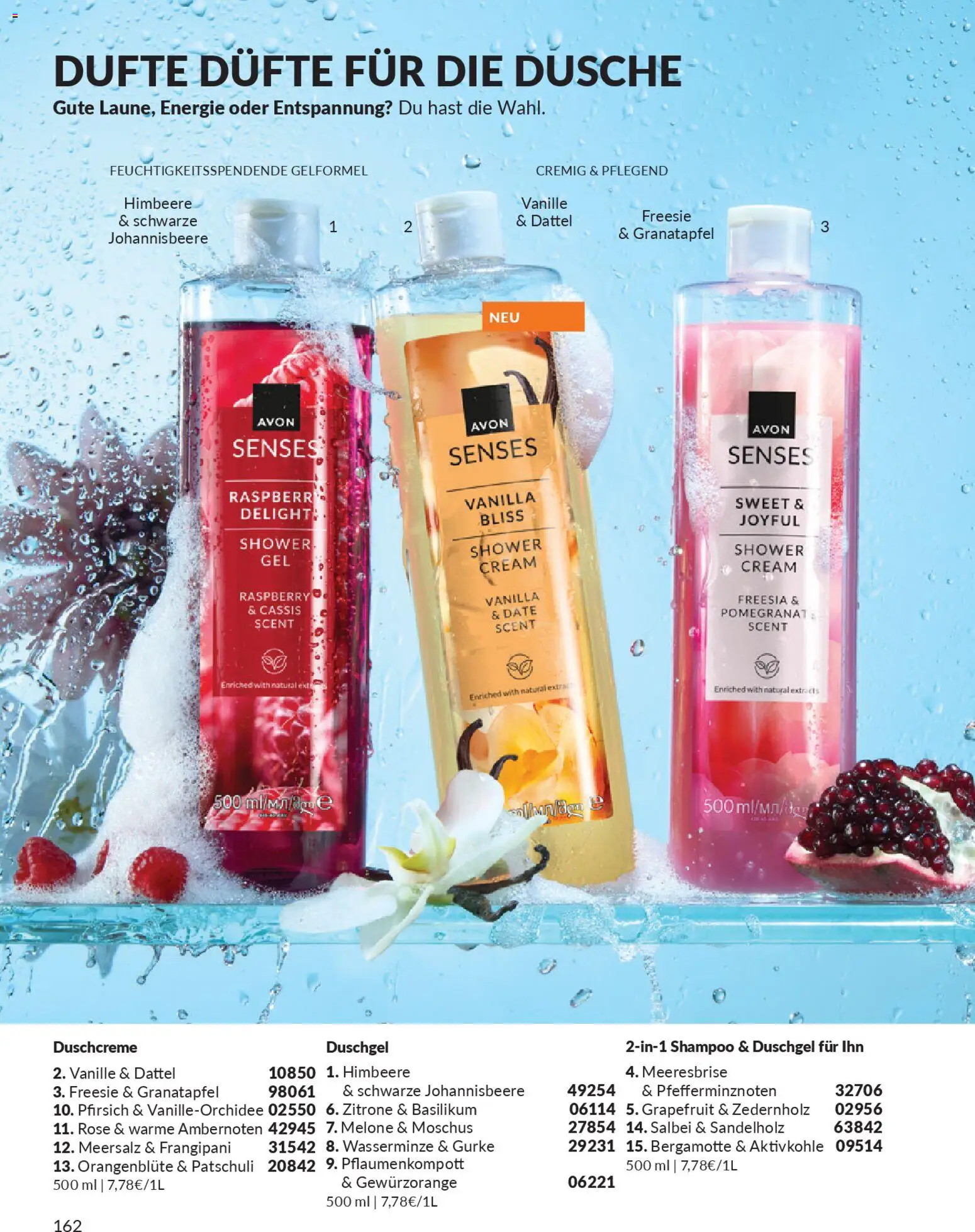 AVON Katalog März 2026 – gültig ab 01.03.2026 | Seite: 164 | Produkte: Granatapfel, Dusche, Duschcreme, Pfirsich
