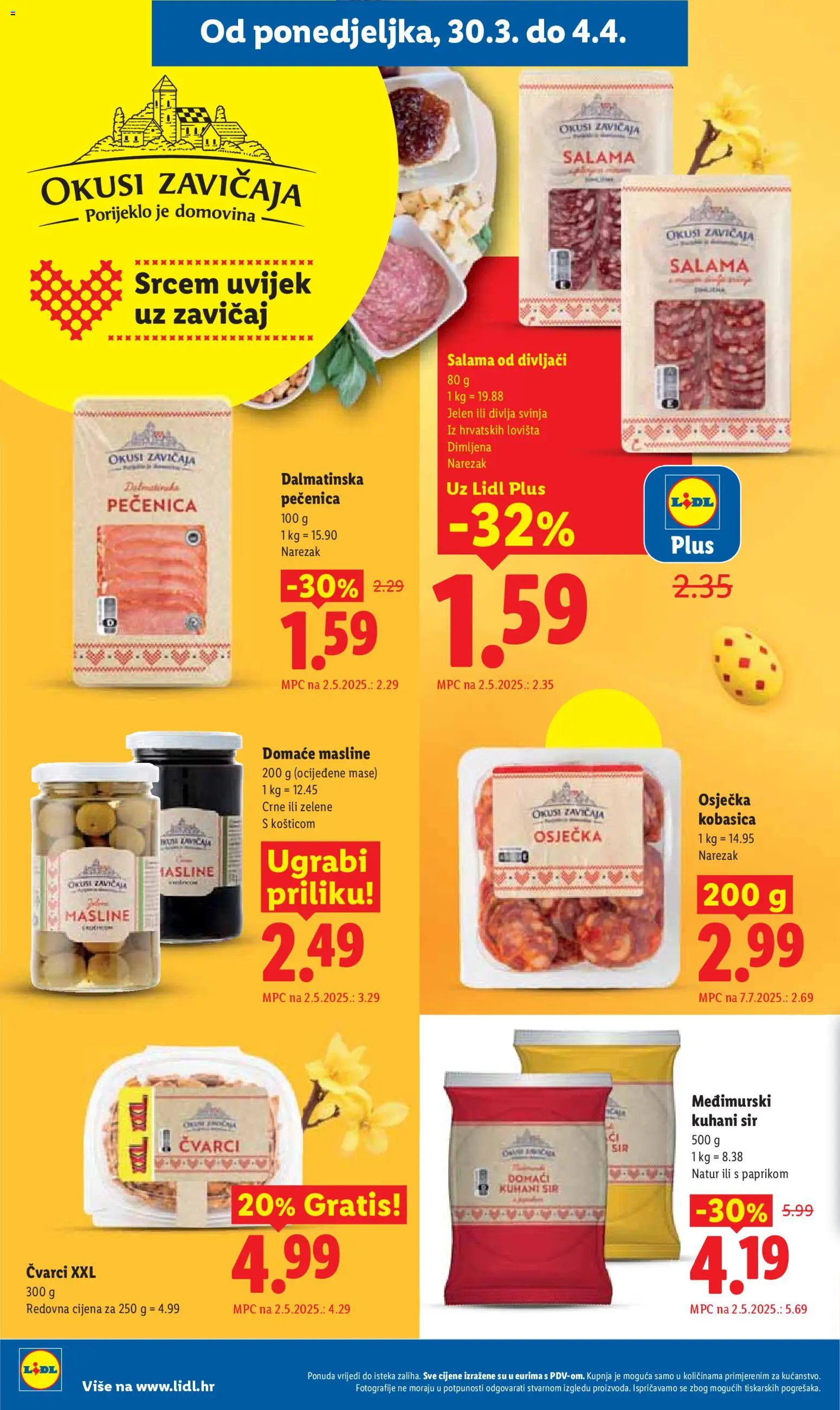 Lidl katalog | vrijedi od 30.03.2026 | Stranica: 10 | Proizvodi: Čvarci, Sir, Narezak, Kobasica