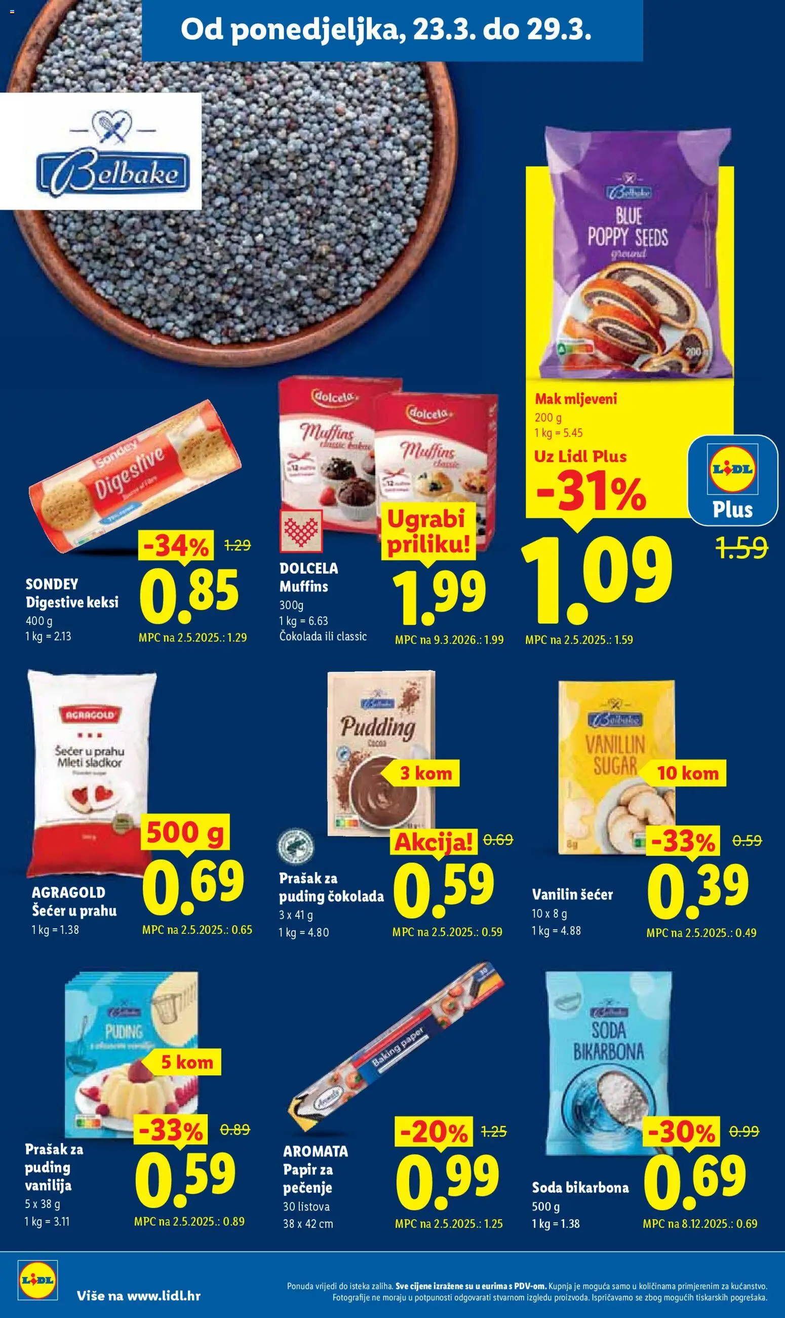 Lidl katalog | vrijedi od 23.03.2026 | Stranica: 10 | Proizvodi: Puding, Papir za pečenje, Šećer u prahu, Mak