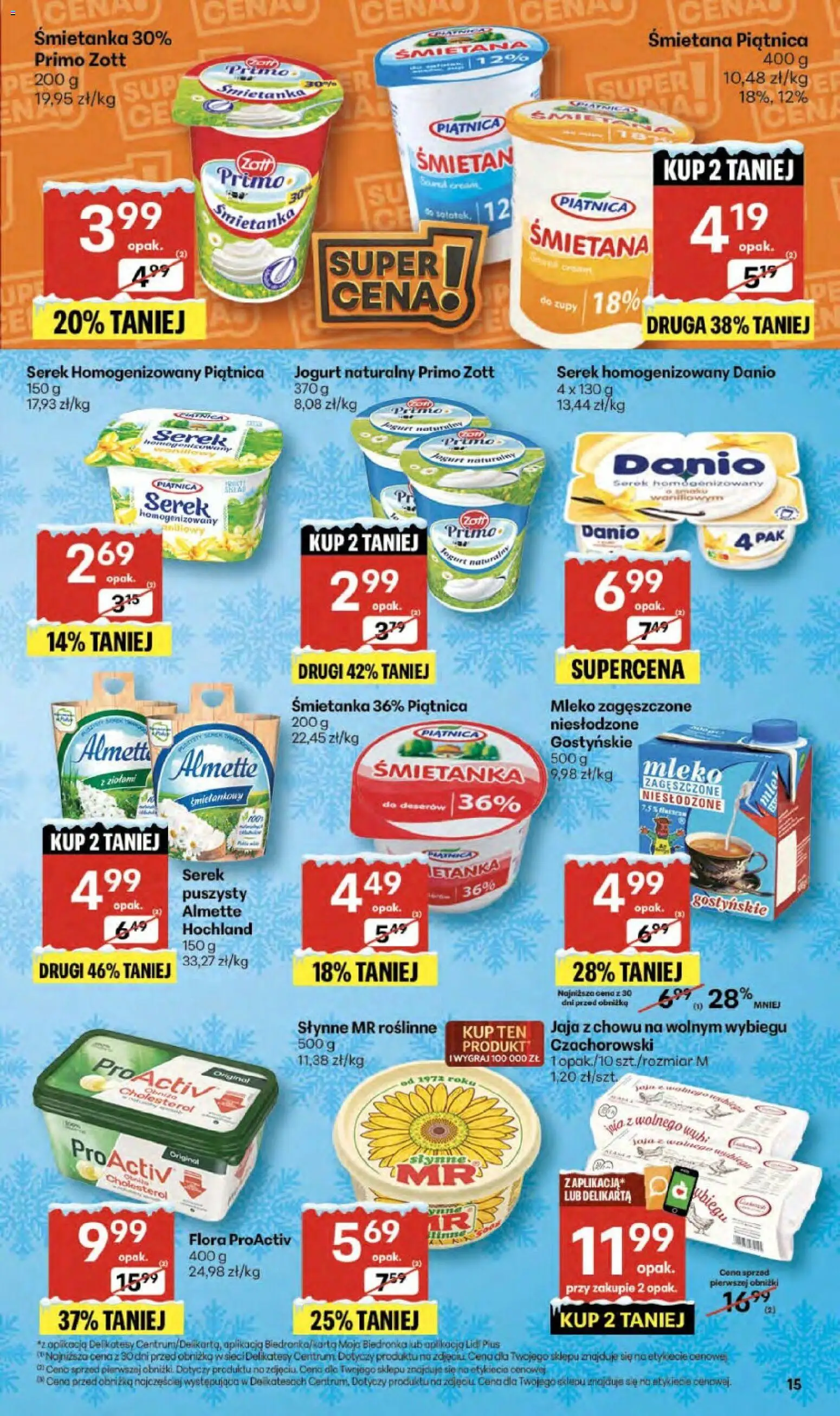 Delikatesy Centrum Gazetka - Sklepy Własne od 18.12.2025 | Strona: 15 | Produkty: Serek homogenizowany, Jogurt naturalny, Śmietana, Jaja