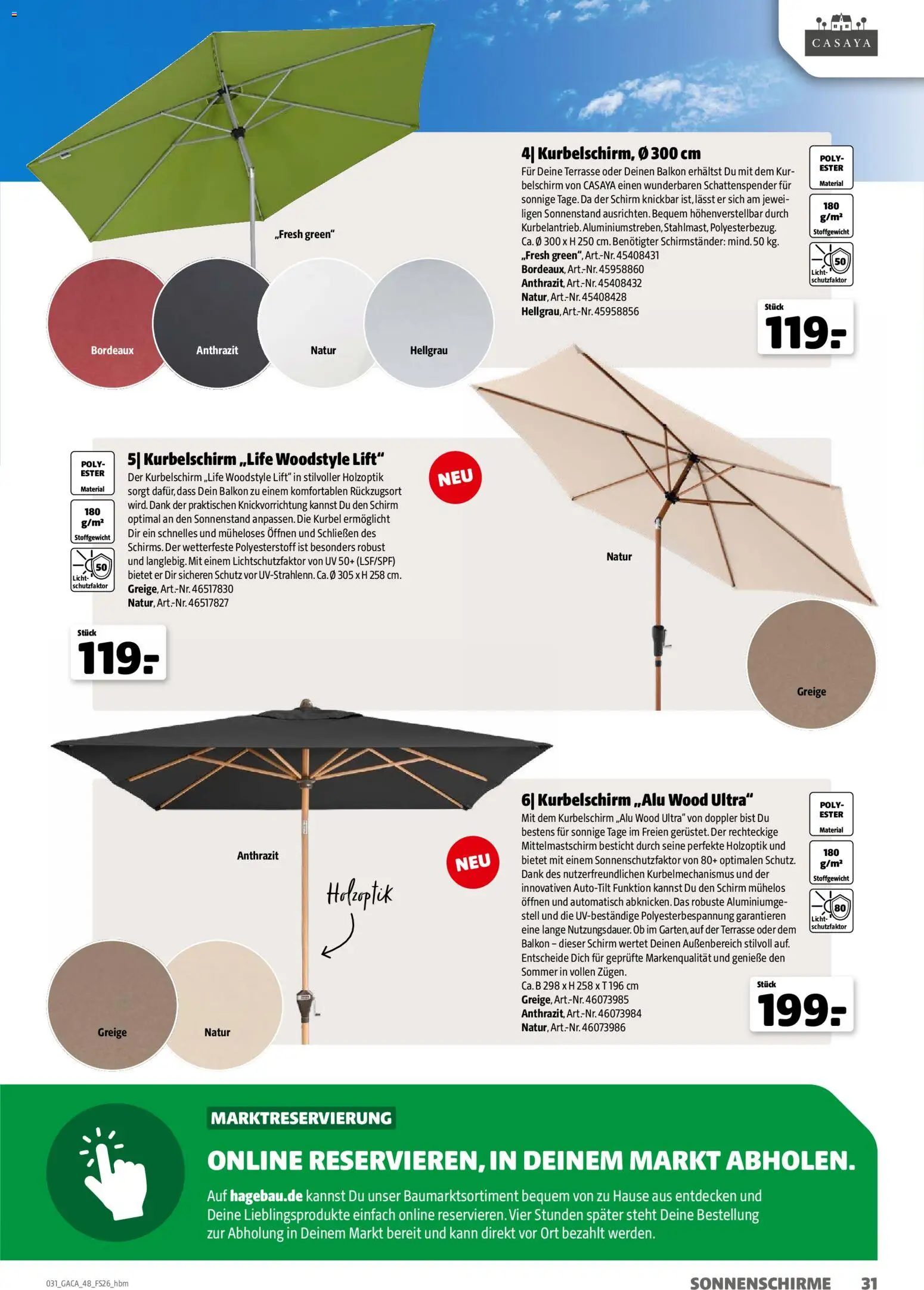 Hagebau Gartenmöbelsortiment – gültig ab 02.03.2026 | Seite: 31 | Produkte: Schirmständer