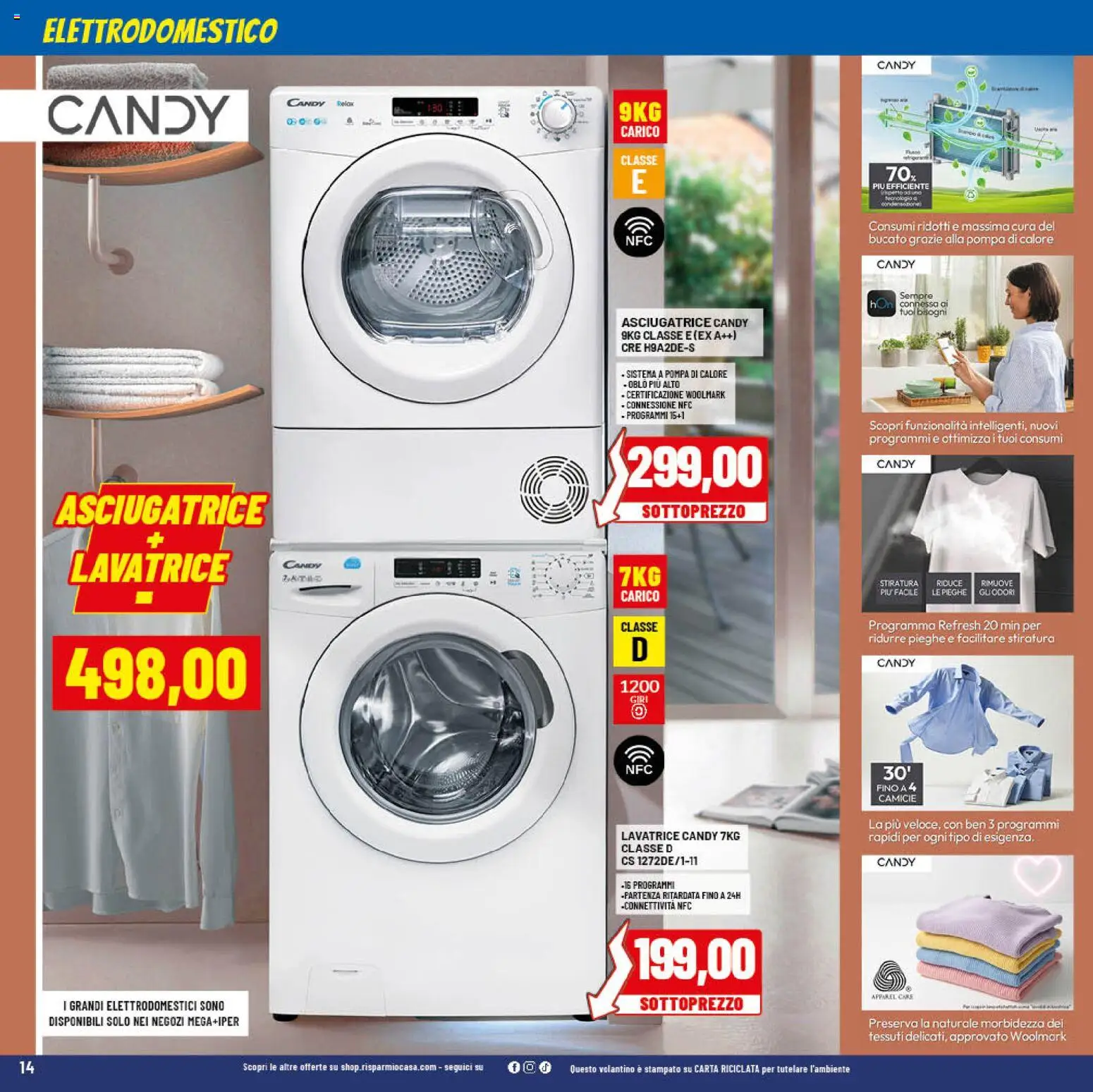 Volantino RisparmioCasa del 24.01.2026 | Pagina: 14 | Prodotti: Lavatrice, Asciugatrice