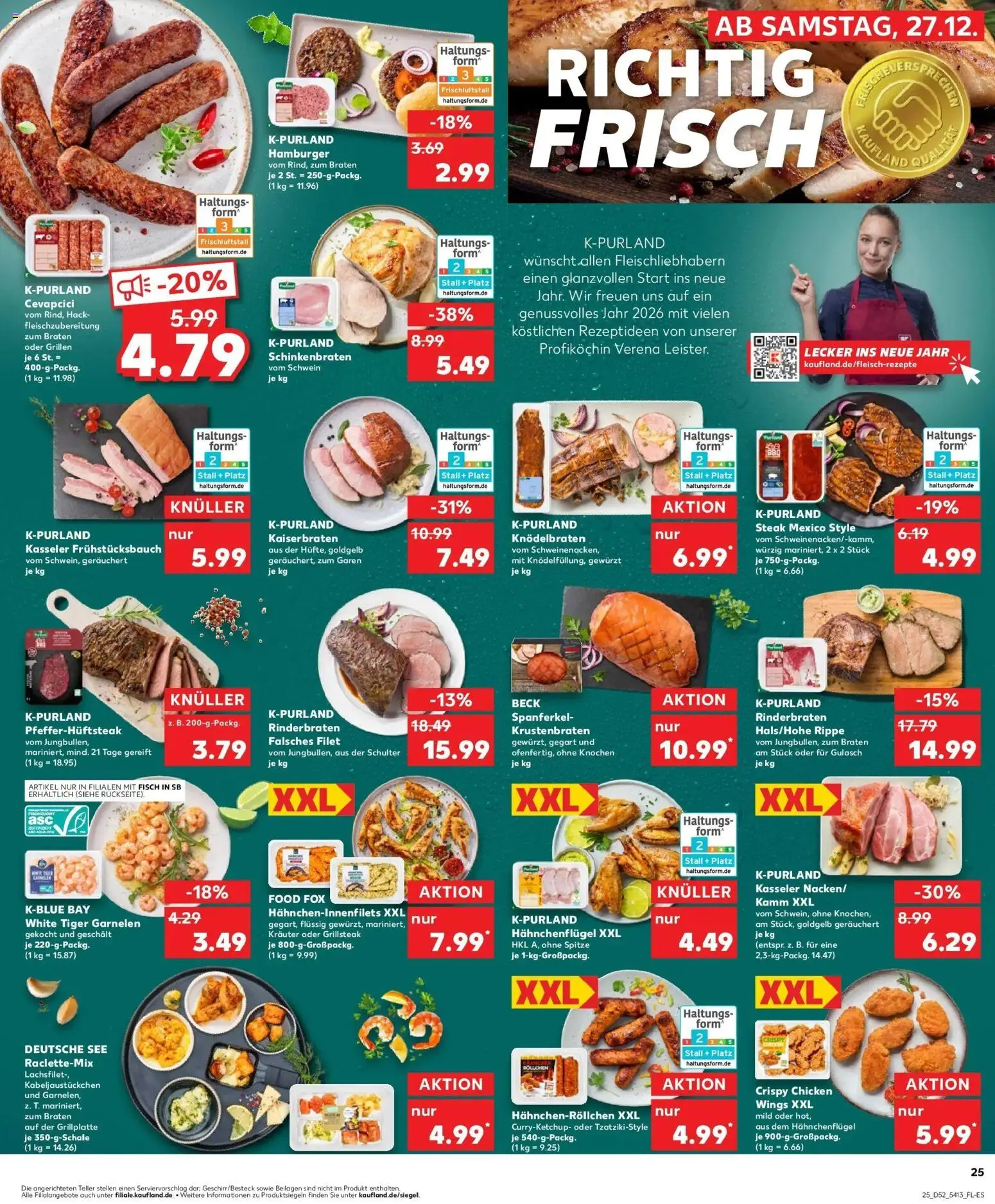 Kaufland prospekt Moers	 – gültig ab 28.12.2025 | Seite: 25 | Produkte: Garnelen, Krustenbraten, Fisch, Gulasch