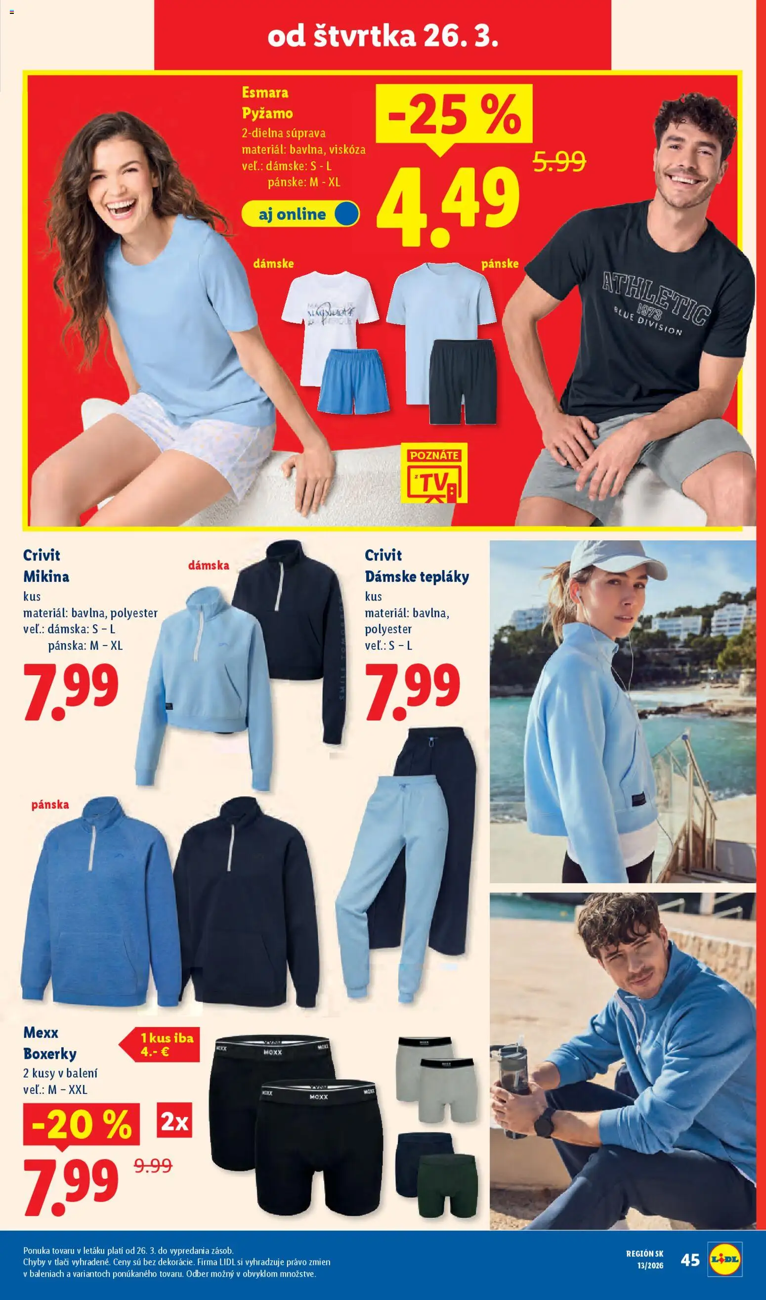 Nové Lidl akcie – leták je platný od 23.03.2026 | Strana: 87 | Produkty: Mikina, Pyžamo, Boxerky