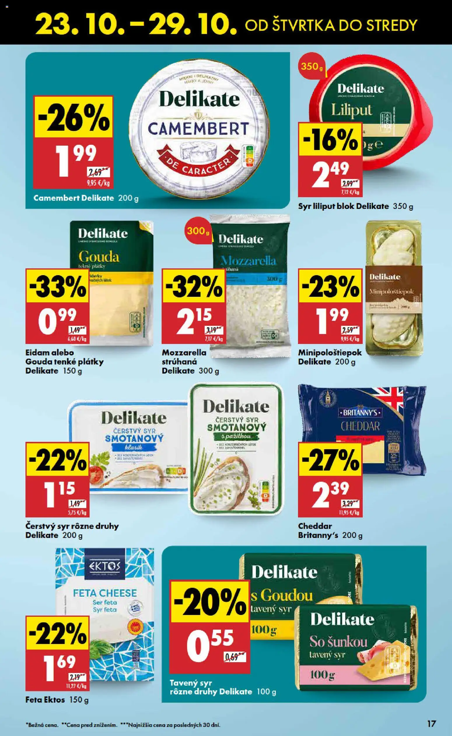 Nové Biedronka akcie – leták je platný od 23.10.2025 | Strana: 17 | Produkty: Syr, Gouda, Eidam, Mozzarella