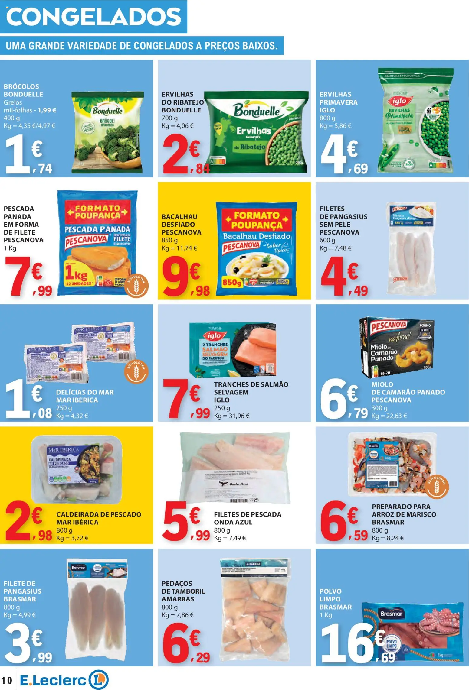 E.Leclerc folheto │ válido de 02.01.2026 | Página: 10 | Produtos: Pescada, Grelos, Polvo, Salmão