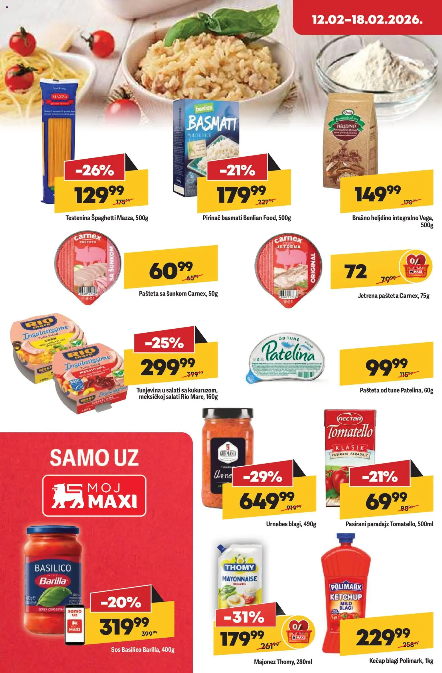 Maxi katalog - važi od 12.02.2026 | Strana: 16 | Proizvode: Majonez, Testenina, Brašno, Sos