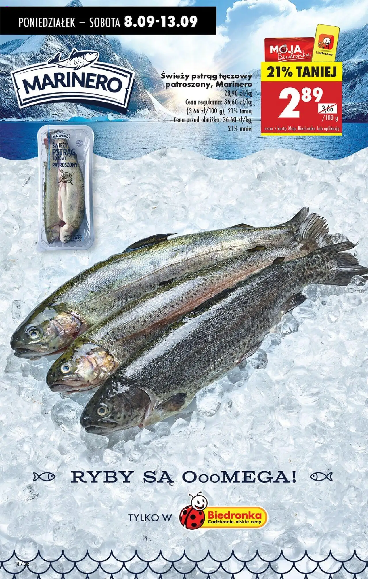 Biedronka gazetka od 08.09.2025 | Strona: 69 | Produkty: Karta, Pstrąg tęczowy, Pstrąg, Ryby