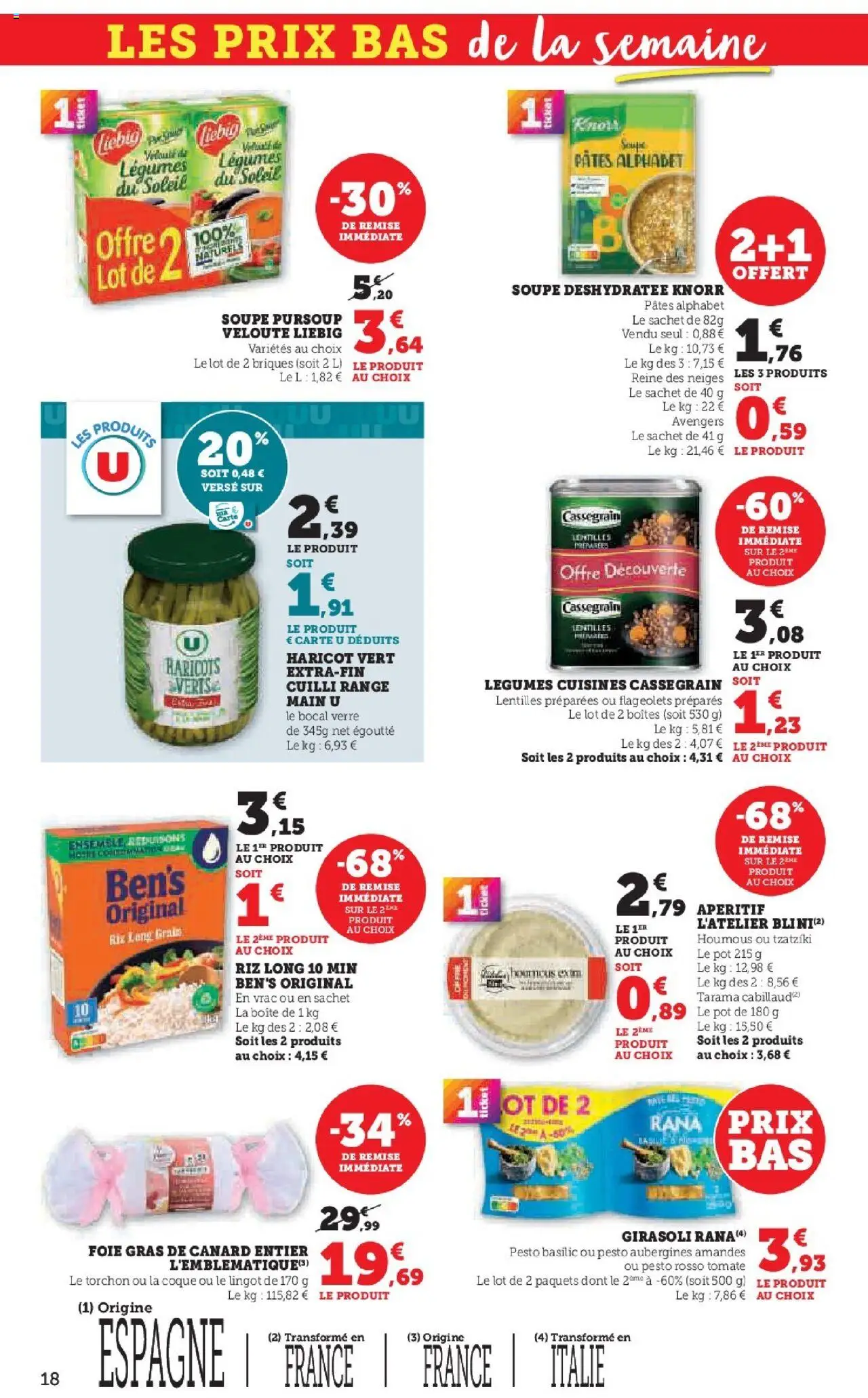 {H1} | Page: 18 | Produits: Gras de canard entier, Foie gras de canard entier, Riz, Pâtes