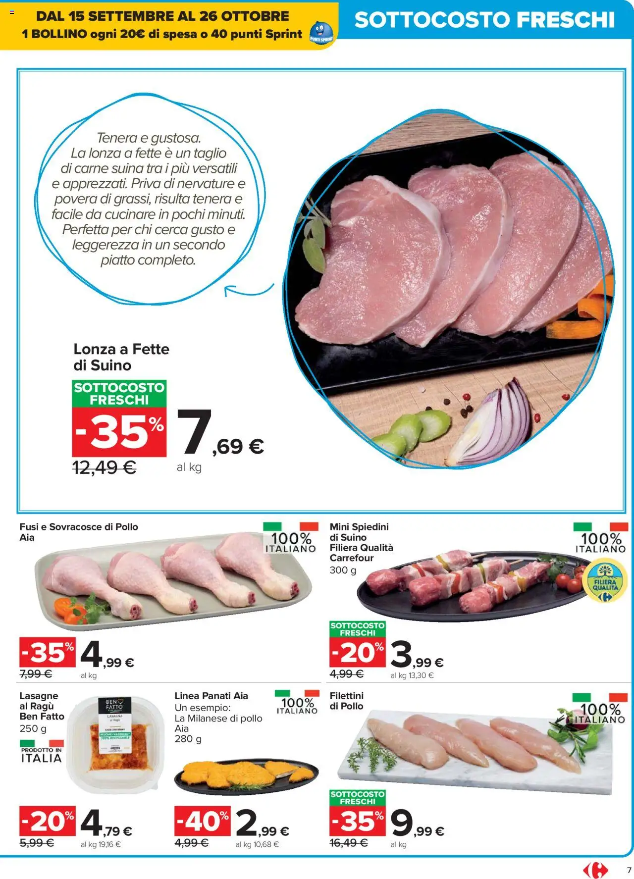 Volantino Carrefour del 15.09.2025 | Pagina: 7 | Prodotti: Pollo, Lasagna, Ragú, Piatto