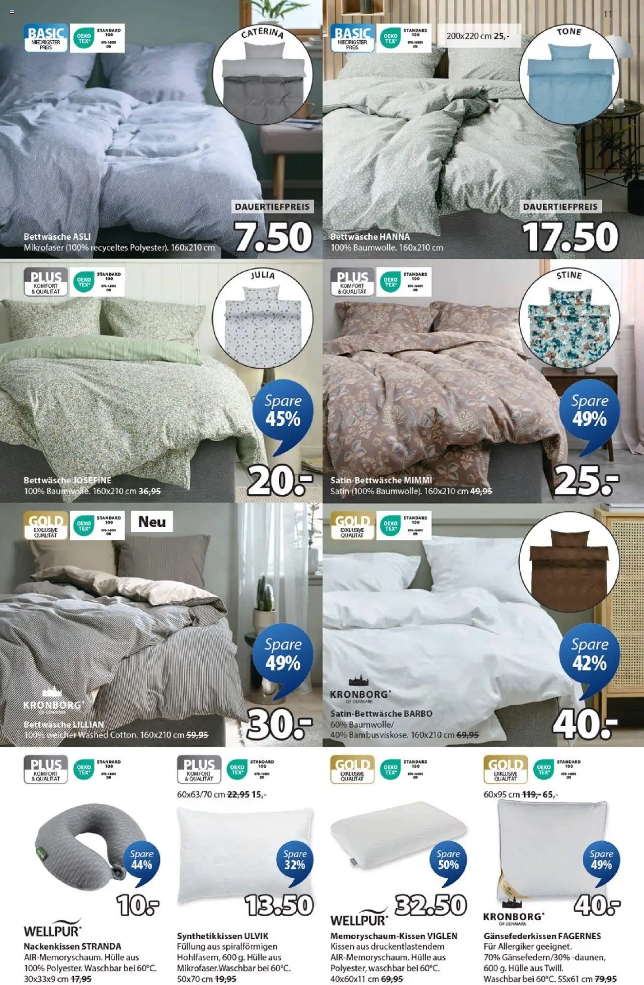 JYSK - Aktionen ab 19.08.2025 | Seite: 11 | Produkte: Kissen, Hülle, Bettwäsche