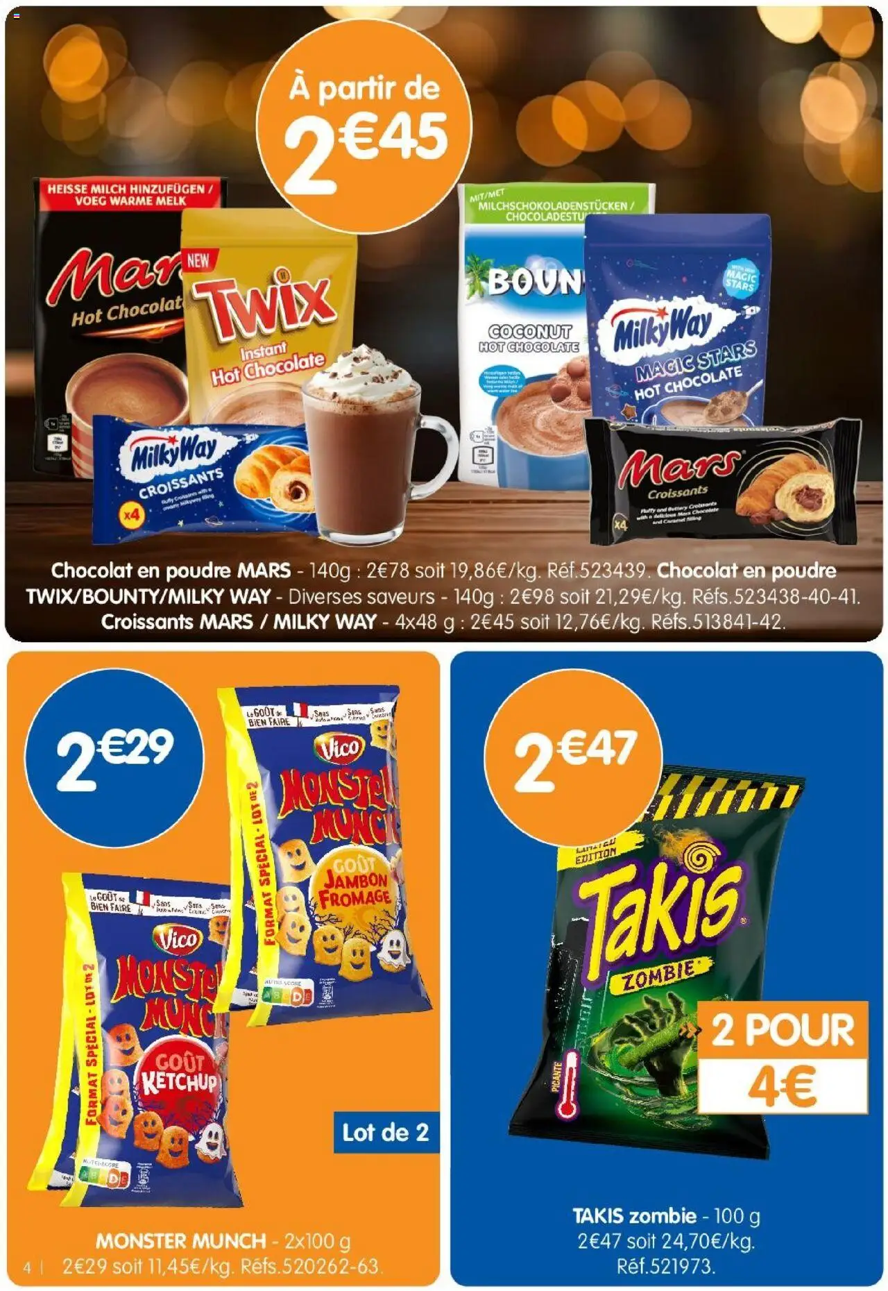 {H1} | Page: 4 | Produits: Chocolat en poudre, Fromage, Jambon, Ketchup