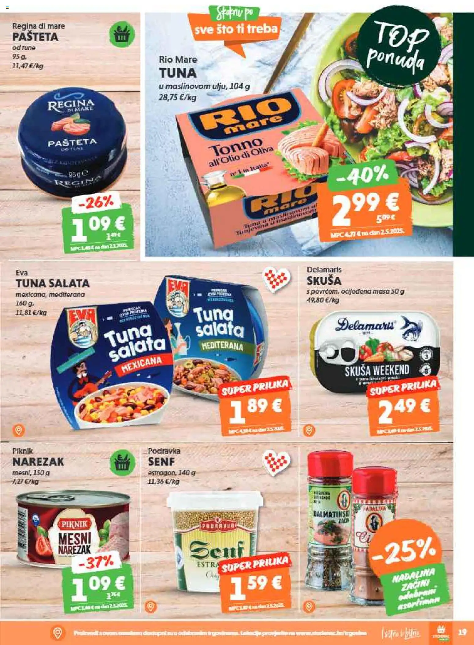 Studenac katalog | vrijedi od 04.03.2026 | Stranica: 19 | Proizvodi: Podravka, Skuša, Senf, Tuna