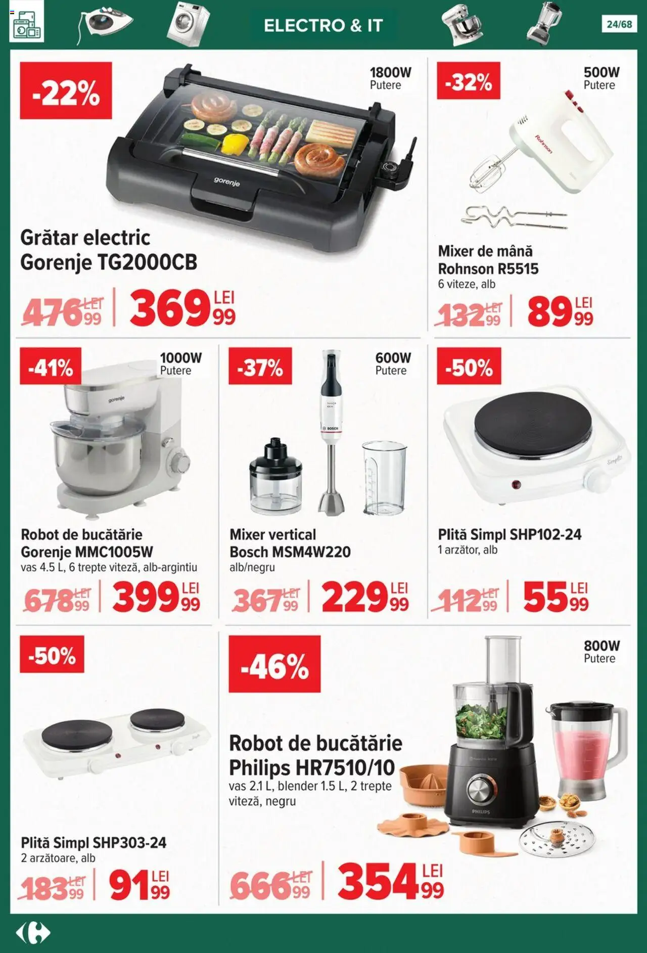 Noul catalog Carrefour – valabil de la 24.09.2025 | Pagină: 24 | Produse: Robot de bucătarie, Robot, Grătar, Bucătărie