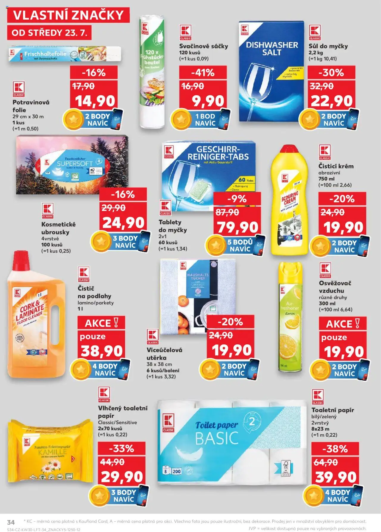 Kaufland leták - Praha 8 od 23.07.2025 | Strana: 34 | Produkty: Ubrousky, Sůl do myčky, Osvěžovač vzduchu, Utěrka