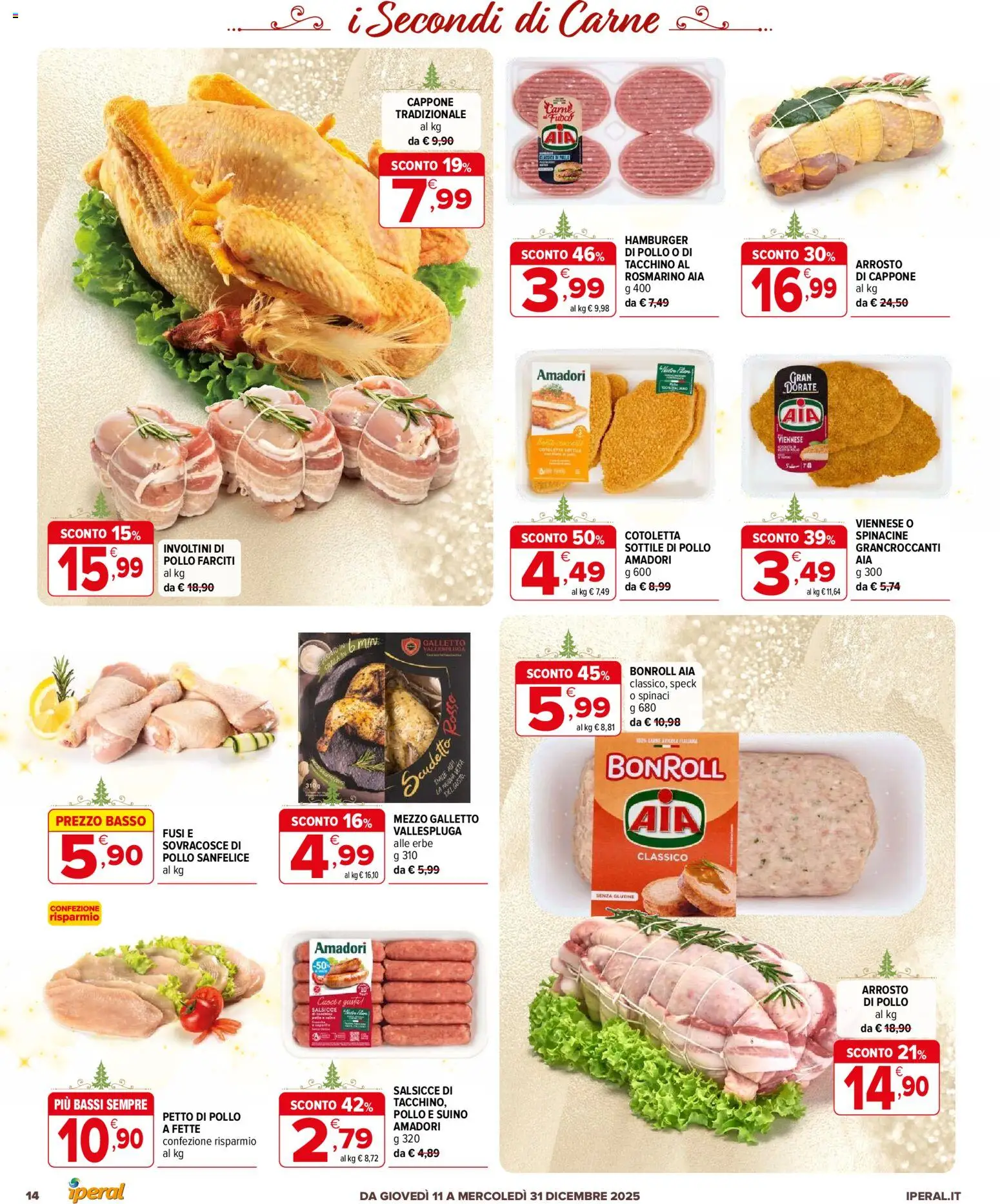 Volantino Iperal del 11.12.2025 | Pagina: 14 | Prodotti: Speck, Rosmarino, Tacchino, Spinaci
