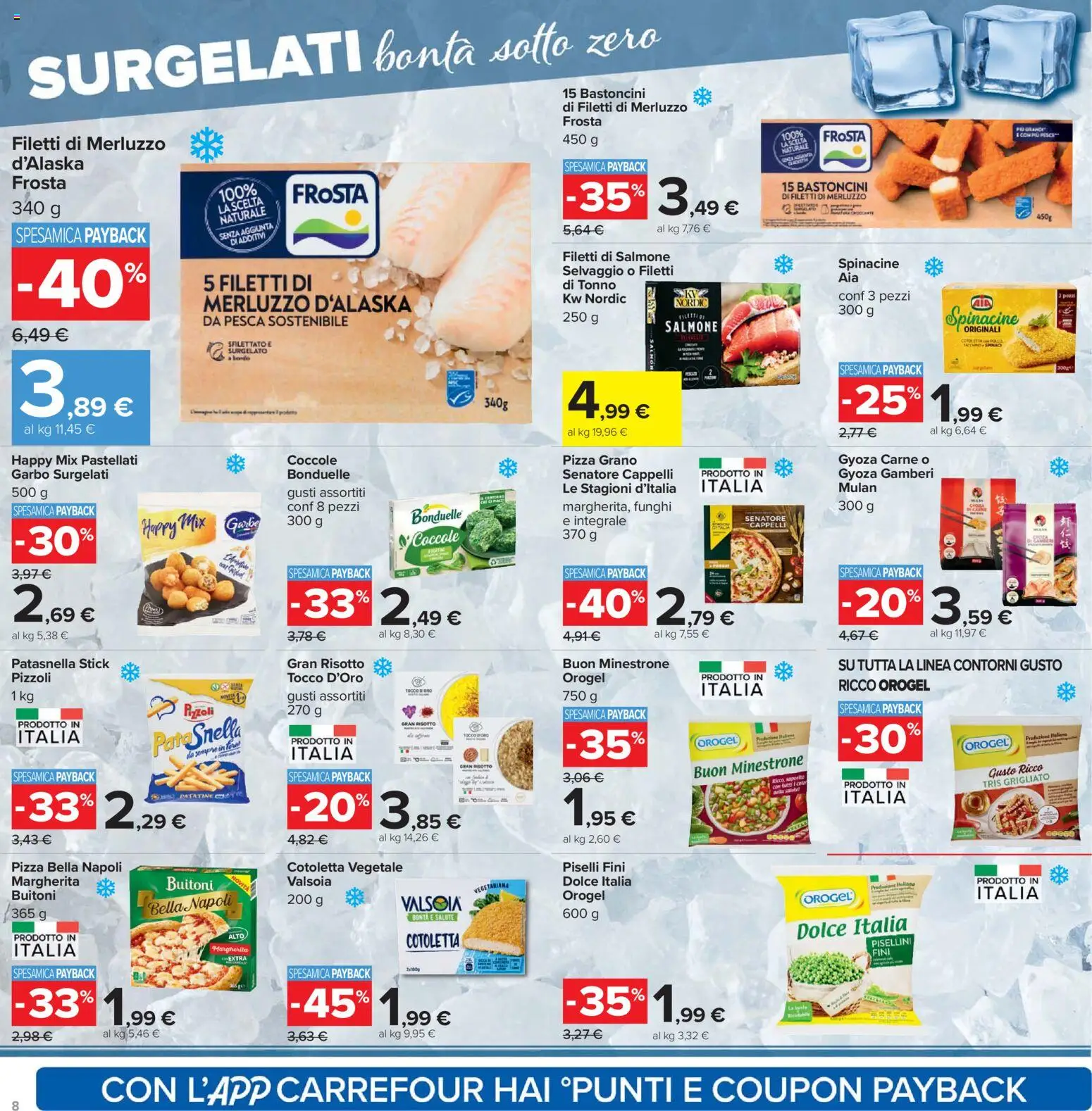 Volantino Carrefour del 21.04.2026 | Pagina: 8 | Prodotti: Minestrone, Pizza, Merluzzo, Piselli