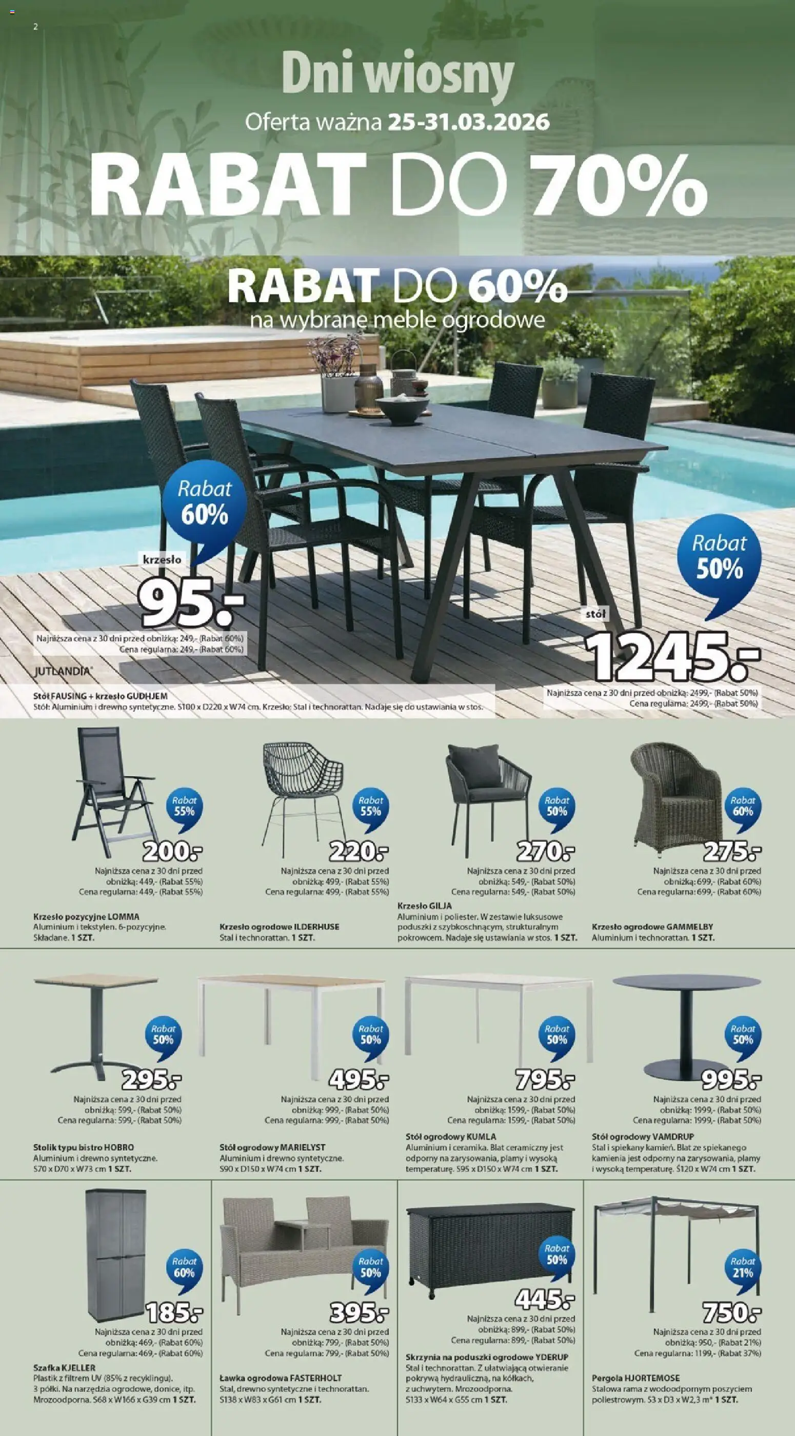 JYSK gazetka od 25.03.2026 | Strona: 2 | Produkty: Stół, Meble ogrodowe, Krzesło ogrodowe, Stół ogrodowy