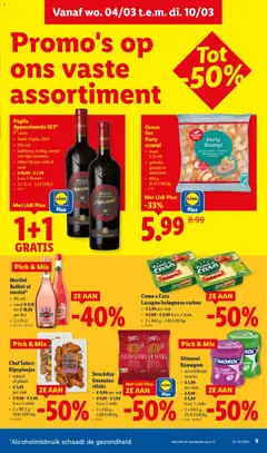 Lidl Folder week 10 - Voorbeeld van een folder van Lidl, geldig van 04.03.2026 | Pagina: 9 | Producten: Fles, Scampi, Lasagne, Kauwgom