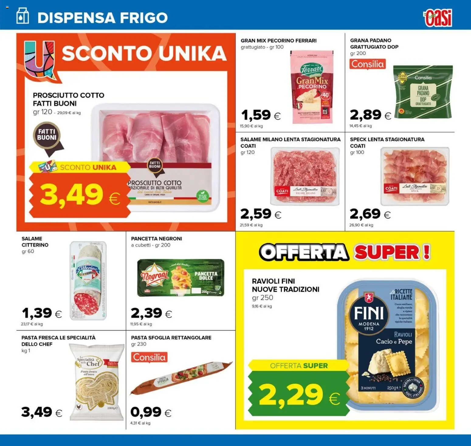 Volantino Oasi del 26.03.2026 | Pagina: 19 | Prodotti: Uova, Pasta sfoglia, Prosciutto, Pecorino