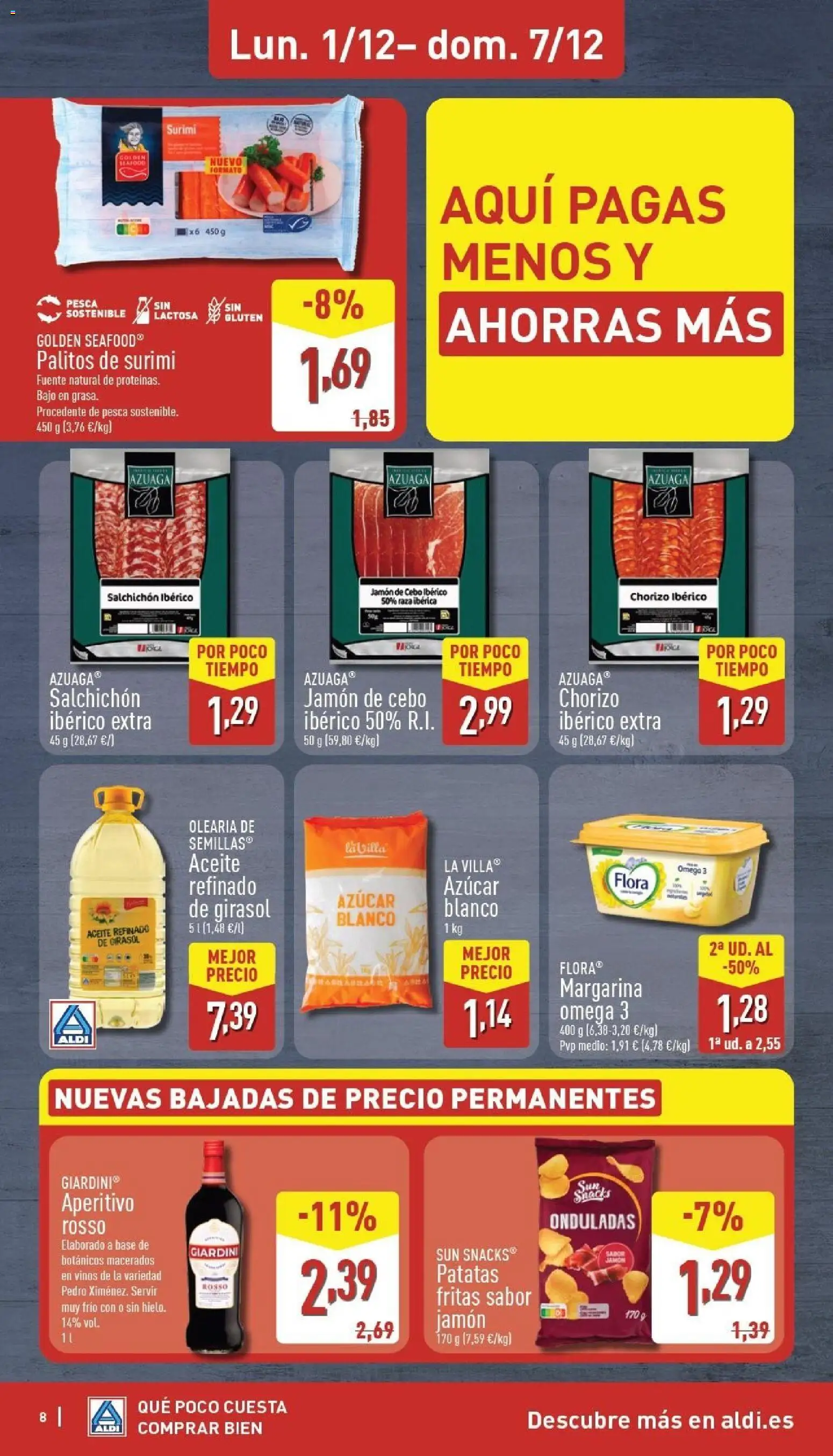 Aldi folleto Canarias │ válido desde el 01.12.2025 | Página: 8 | Productos: Aceite, Jamón, Margarina, Ρυζι μαύρο