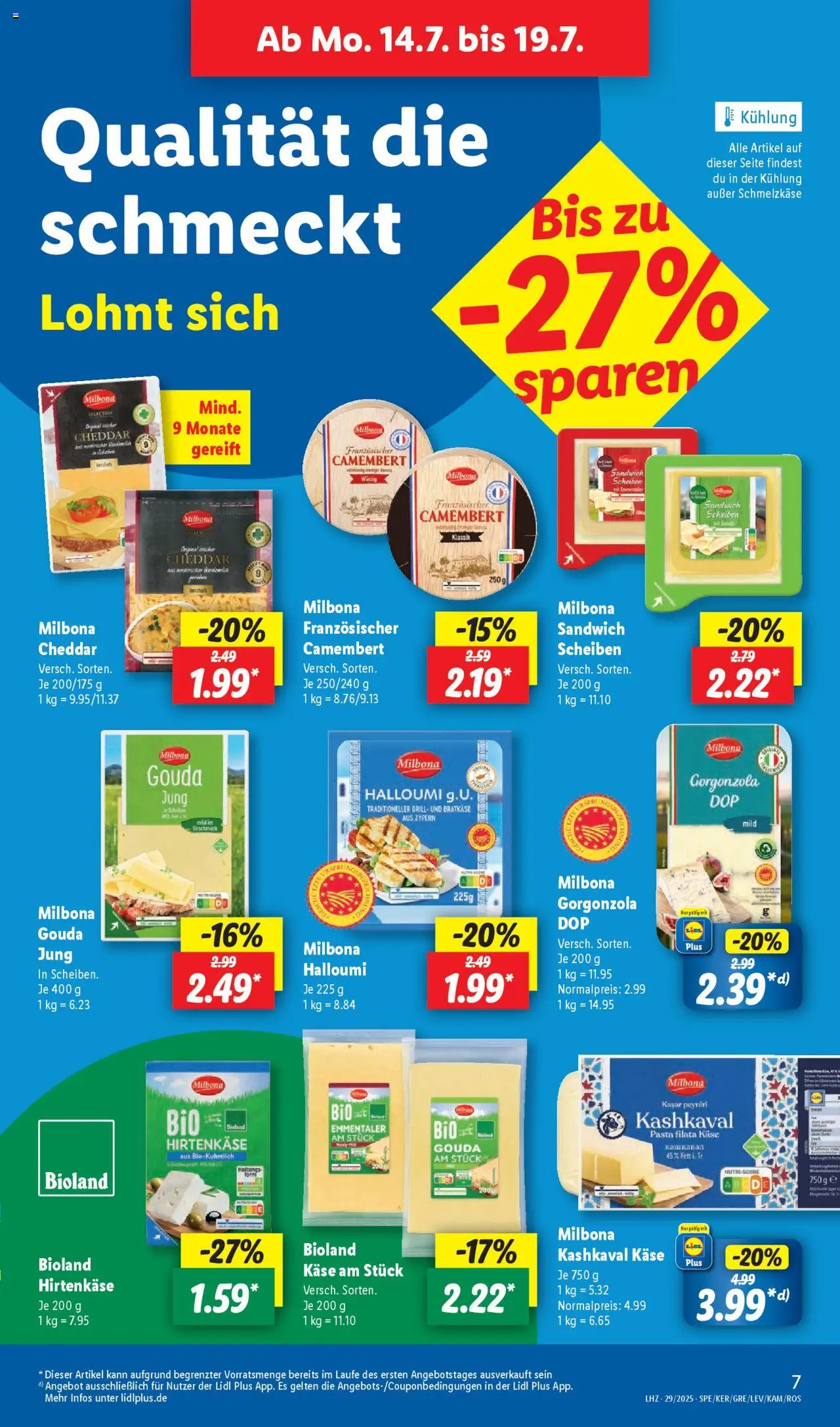 Lidl Prospekt Solingen - gültig ab dem 14.07.2025 | Seite: 7 | Produkte: Grill, Käse, Gouda, Pasta