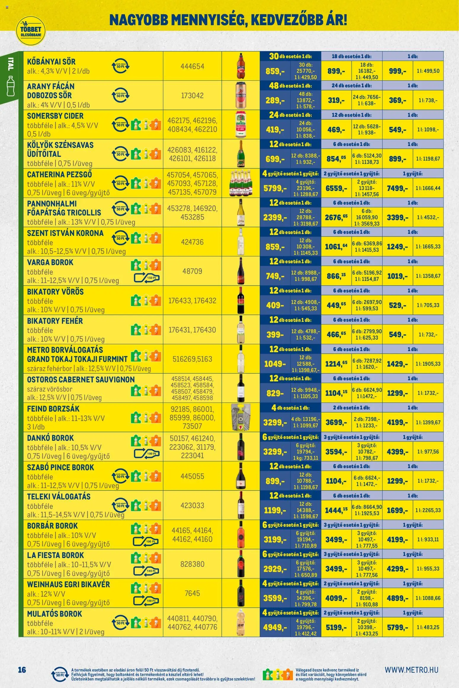 Metro akciós ujság - amely érvényes a következő dátumtól: 02.01.2026 | Oldal: 16 | Termékek: Kisela pavlaka, Cider, Sör, Fehérbor