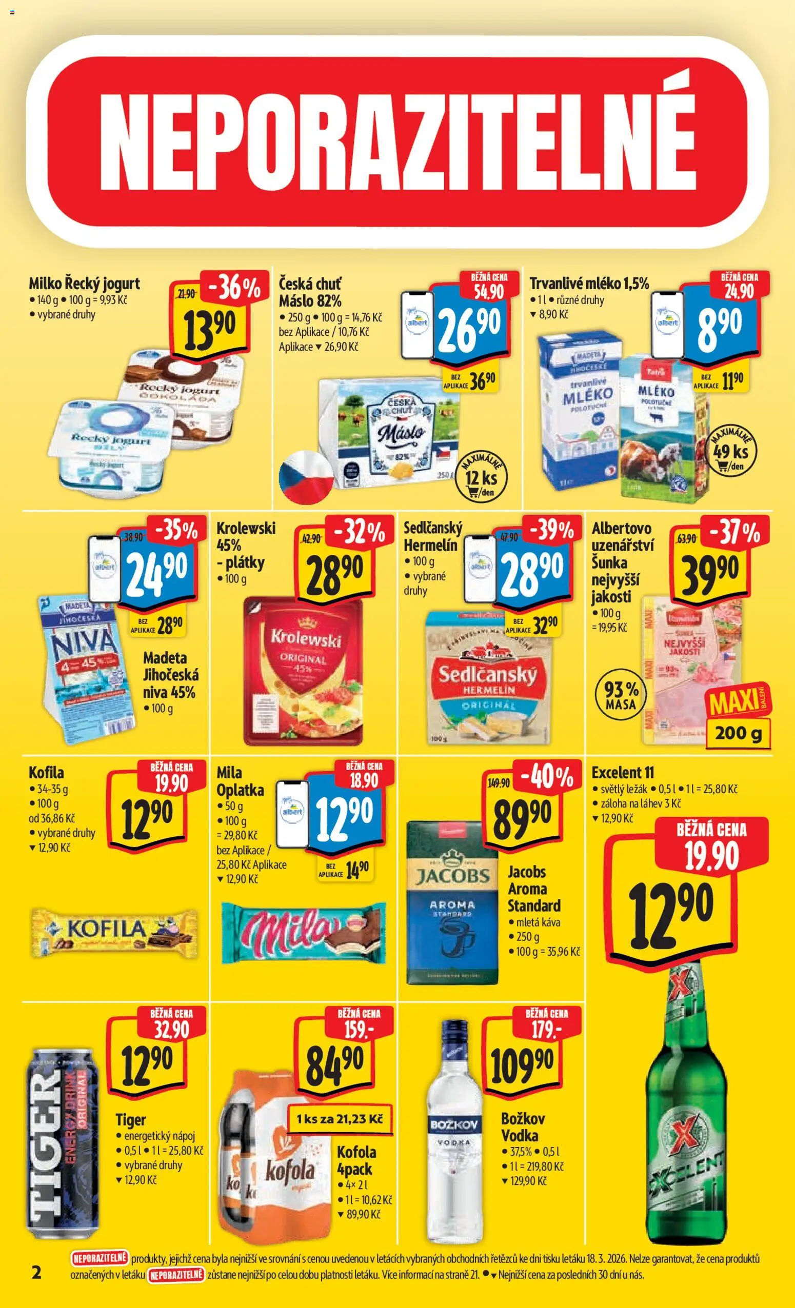 Albert leták - Hypermarket od 25.03.2026 | Strana: 6 | Produkty: Jogurt, Šunka, Tiger, Láhev