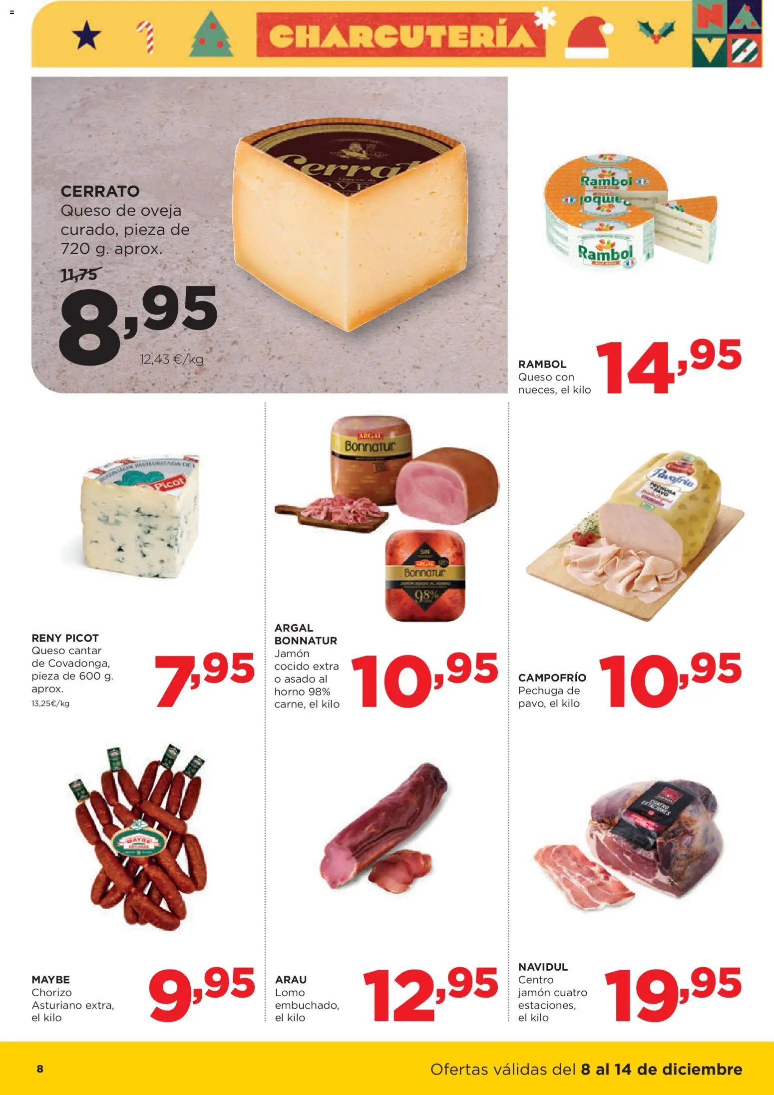 Alimerka folleto Asturias │ válido desde el 08.12.2025 | Página: 8 | Productos: Queso de oveja, Queso, Jamón, Horno