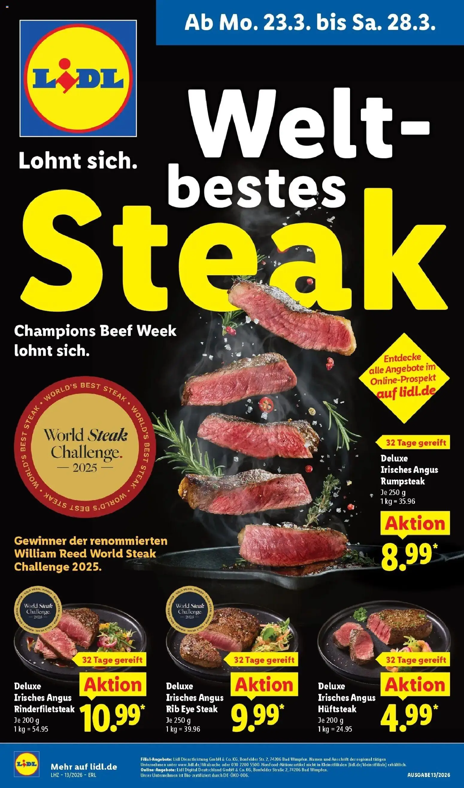 Lidl Prospekt Künzell – gültig ab 23.03.2026 | Seite: 1 | Produkte: Rumpsteak, Bad, Steak