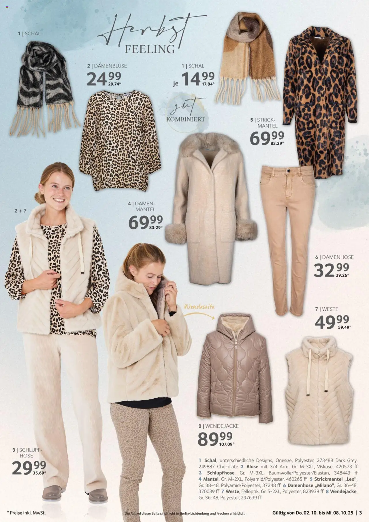 Selgros  Non Food – gültig ab 02.10.2025 | Seite: 3 | Produkte: Bluse, Weste, Mantel, Hose