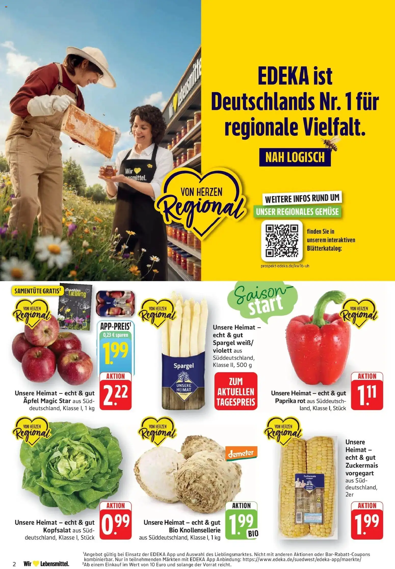 Edeka prospekt Göppingen	 – gültig ab 12.04.2026 | Seite: 2 | Produkte: Paprika rot, Äpfel, Spargel, Gemüse