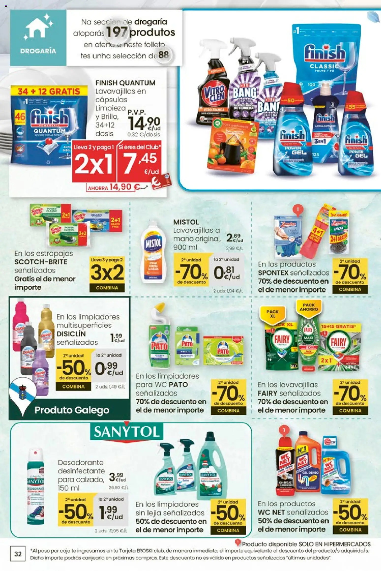 Eroski - Para un xaneiro máis lixeiro │ válido desde el 05.01.2026 | Página: 32 | Productos: Polvo, Desodorante, Té, Lavavajillas