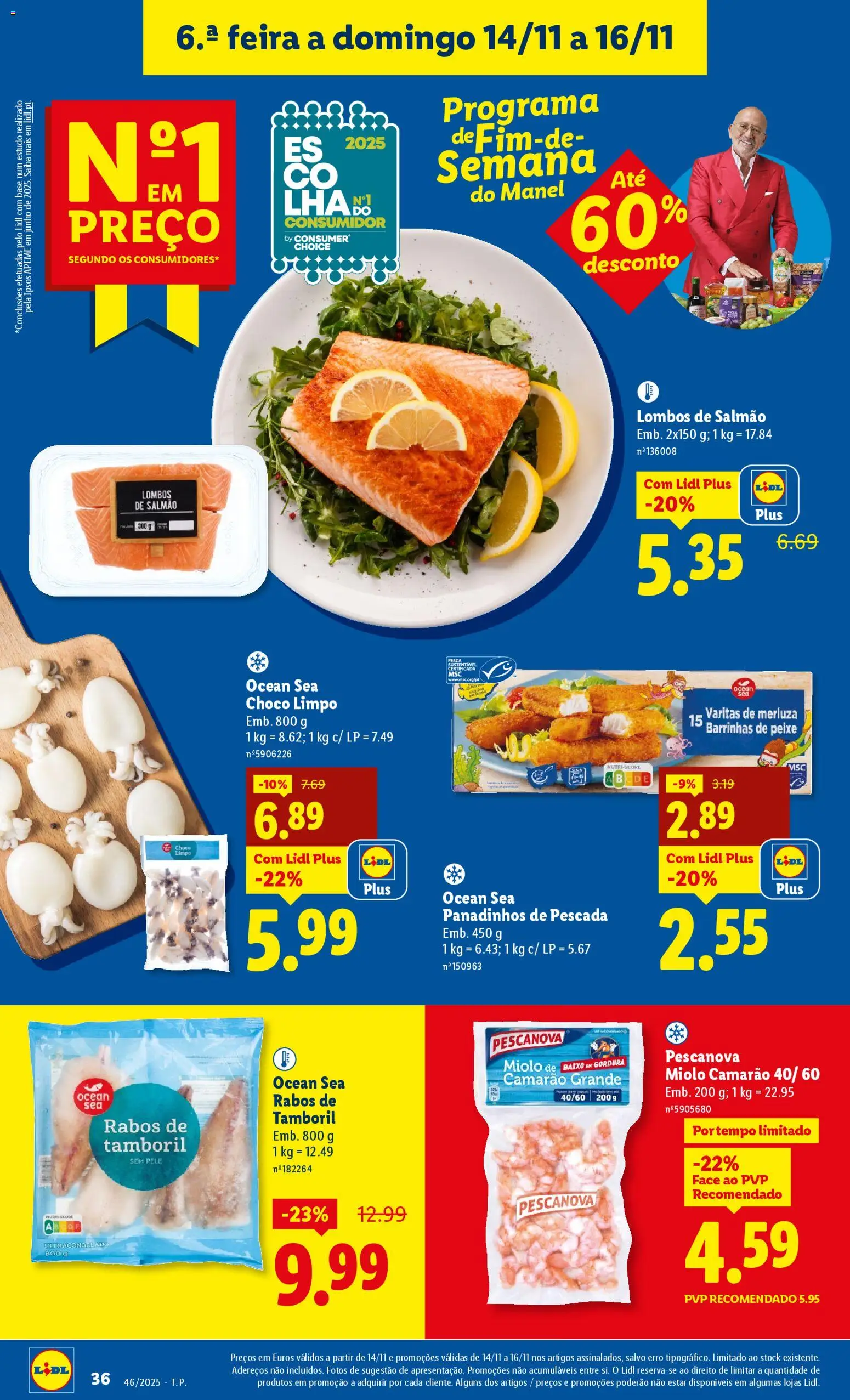 Lidl folheto │ válido de 10.11.2025 | Página: 36 | Produtos: Camarão, Base, Salmão, Tamboril