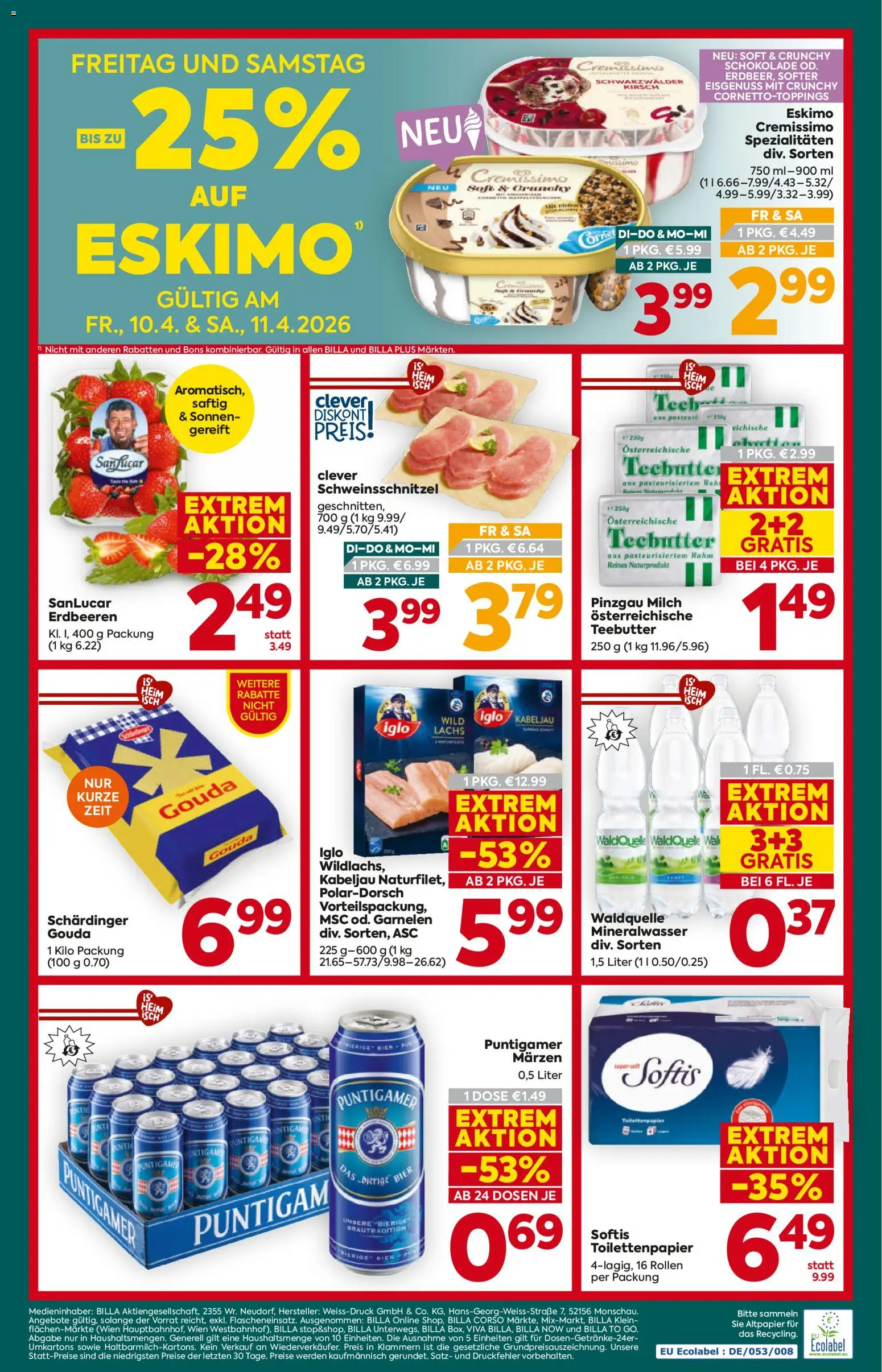 Billa Plus Flugblatt gültig ab 07.04.2026 | Seite: 16 | Produkte: Erdbeeren, Schokolade, Saft, Bier