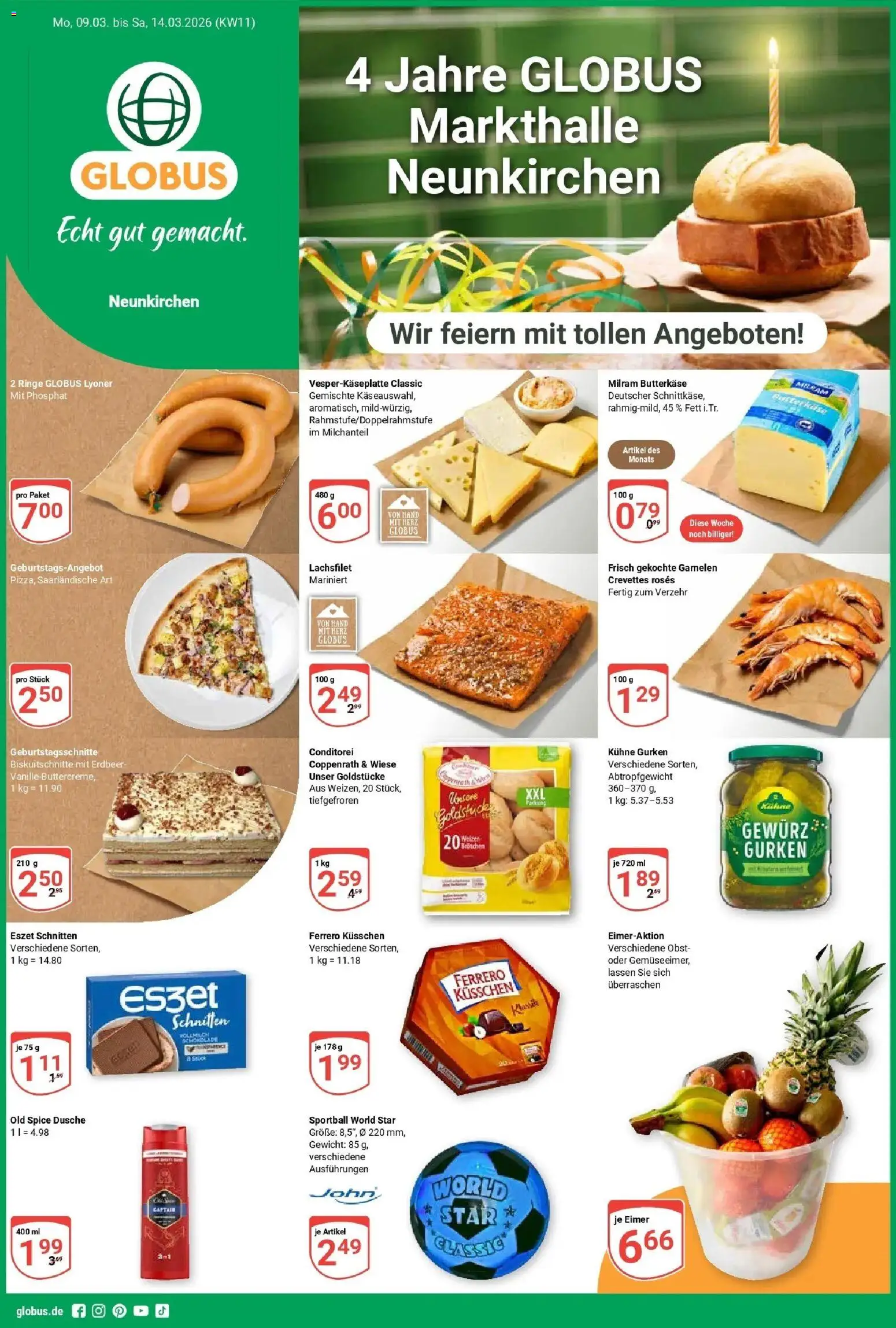 Globus prospekt Neunkirchen	 – gültig ab 09.03.2026 | Seite: 1 | Produkte: Gewicht, Obst, Milram, Gurken