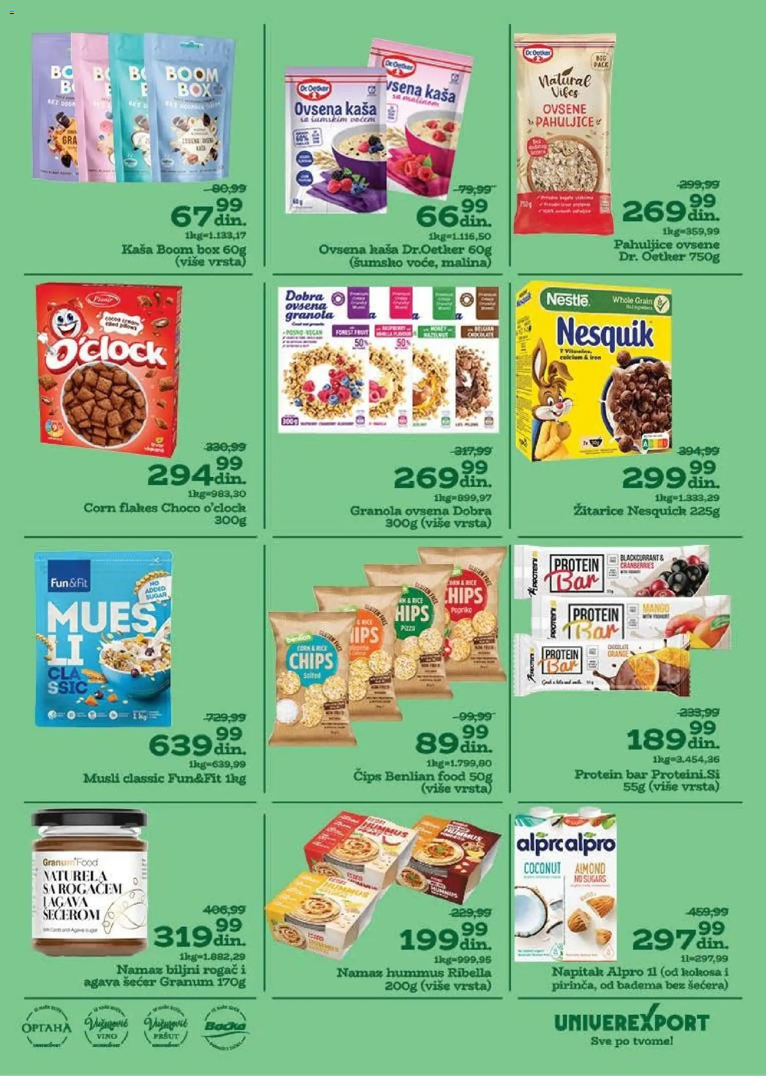 Univerexport katalog - važi od 08.12.2025 | Strana: 15 | Proizvode: Protein, Pahuljice, Musli, Vino