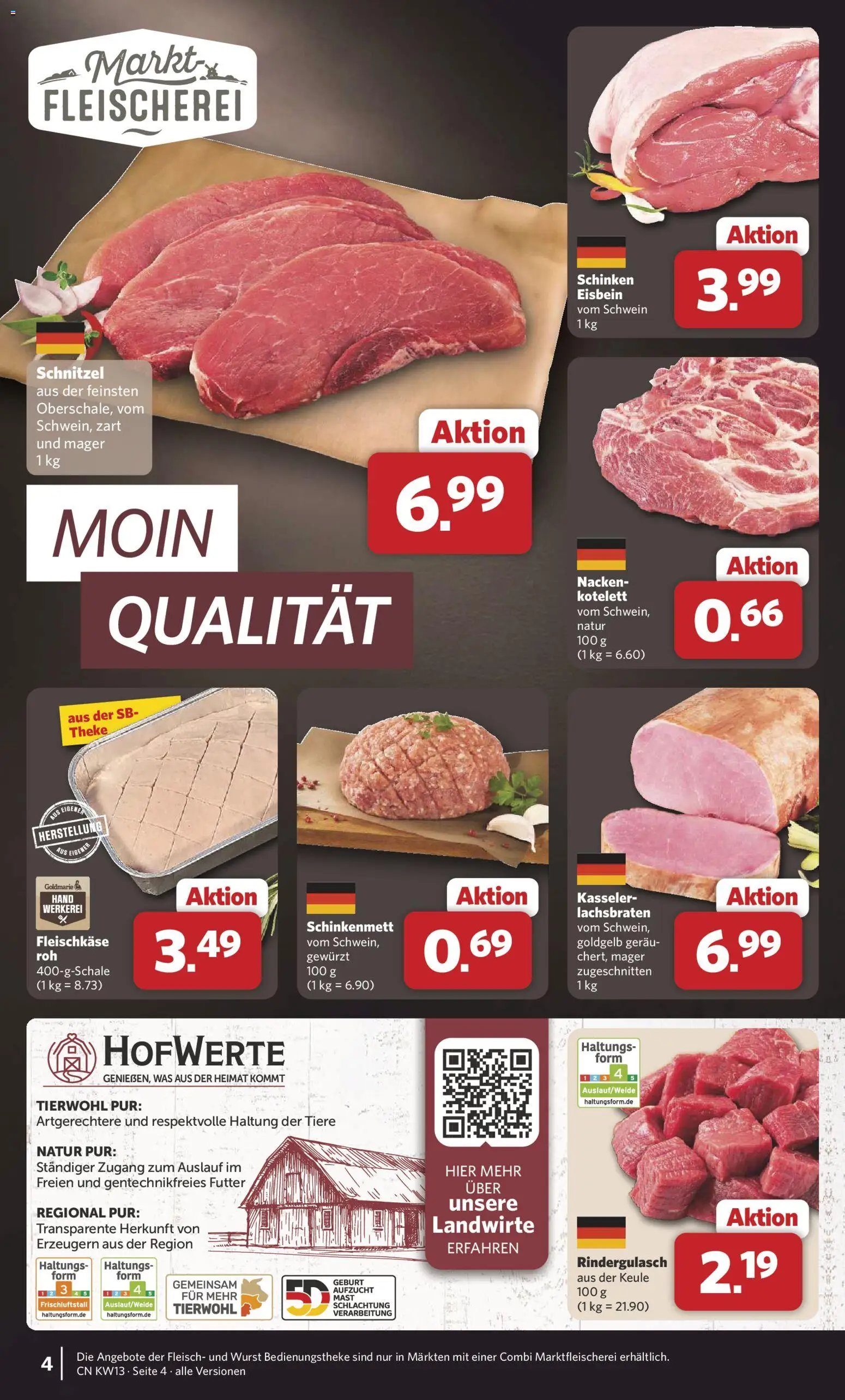Combi Prospekt 	 – gültig ab 23.03.2026 | Seite: 4 | Produkte: Rindergulasch, Theke, Schnitzel, Fleisch