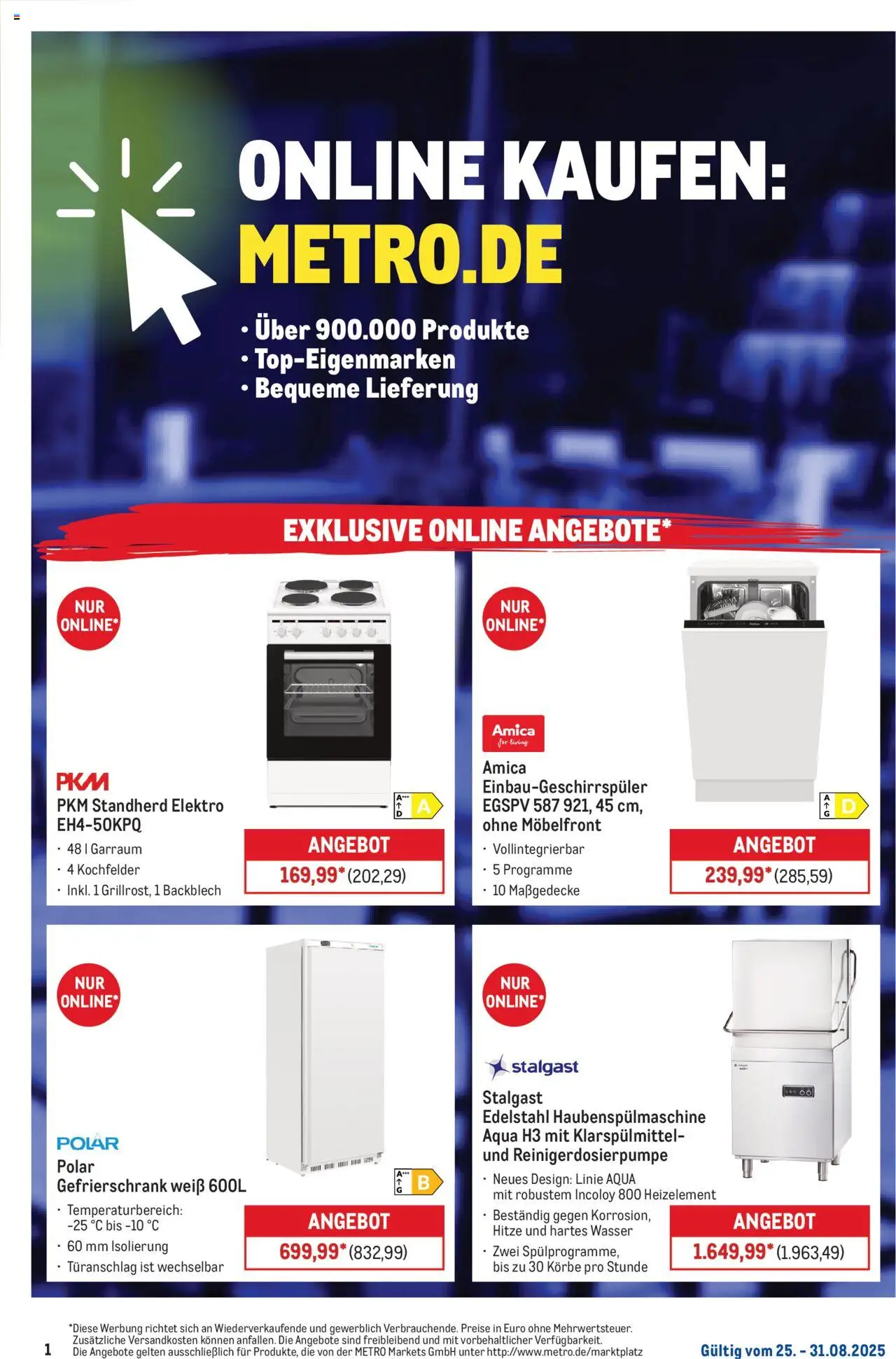 Metro Online: Wochen-Angebote - gültig ab dem 25.08.2025 | Seite: 2 | Produkte: Gefrierschrank, Wasser